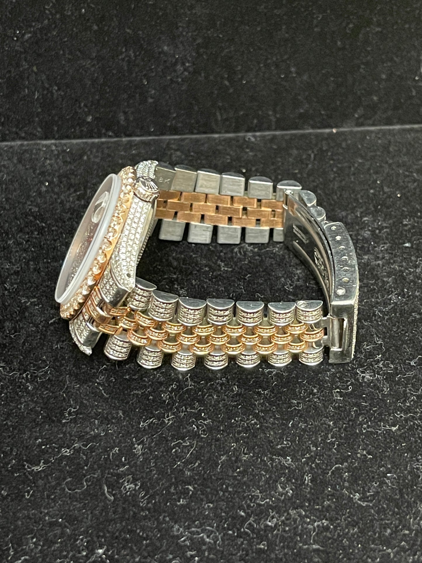 Rolex Datejust 1603 Paved Arabic Pink Diamond Dial RG TT Jubilee 36mm