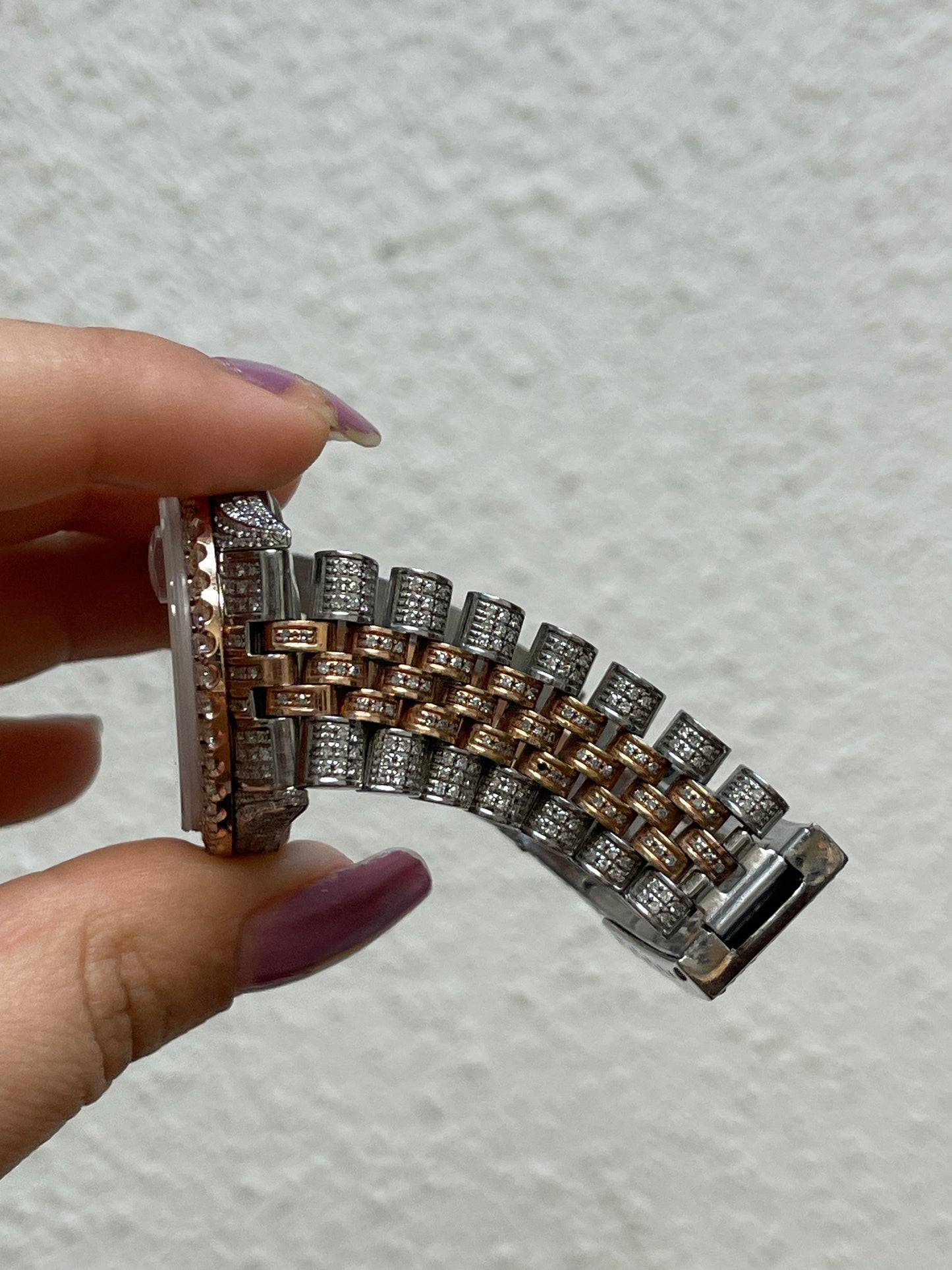 Rolex Datejust 1603 Paved Arabic Pink Diamond Dial RG TT Jubilee 36mm