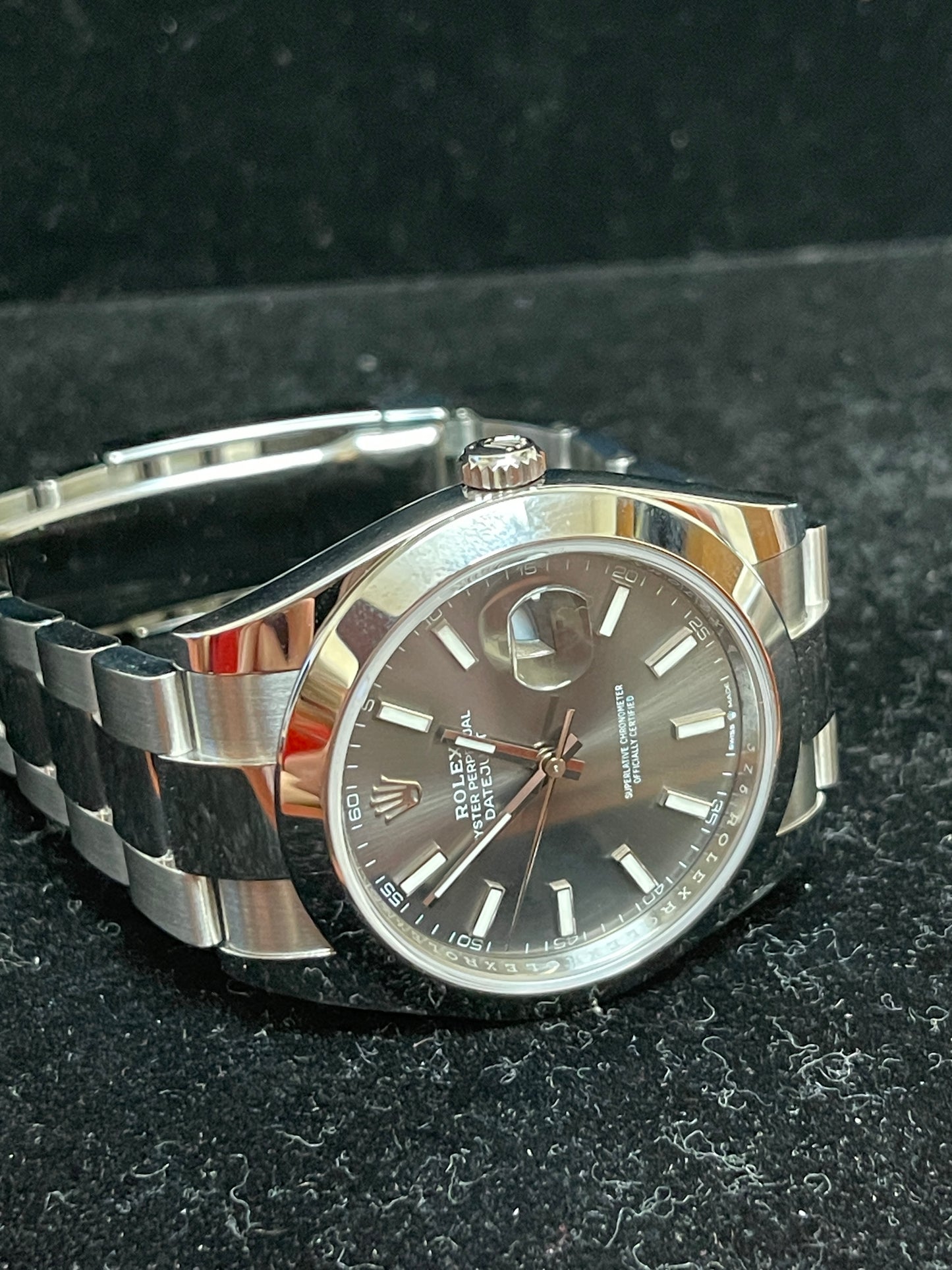 2022 Rolex Datejust 126300 Gray Stick Dial SS Oyster With Papers 41mm