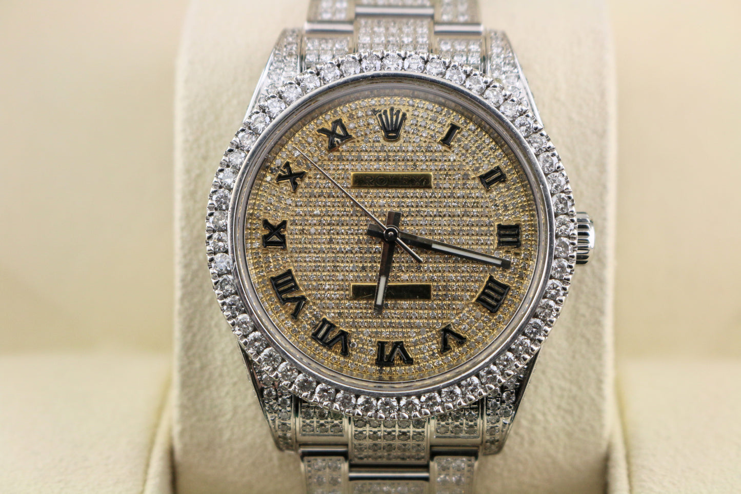 2018 Rolex Oyster Perpetual 114300 Iced Out Paved Roman Oyster 39mm 17CT