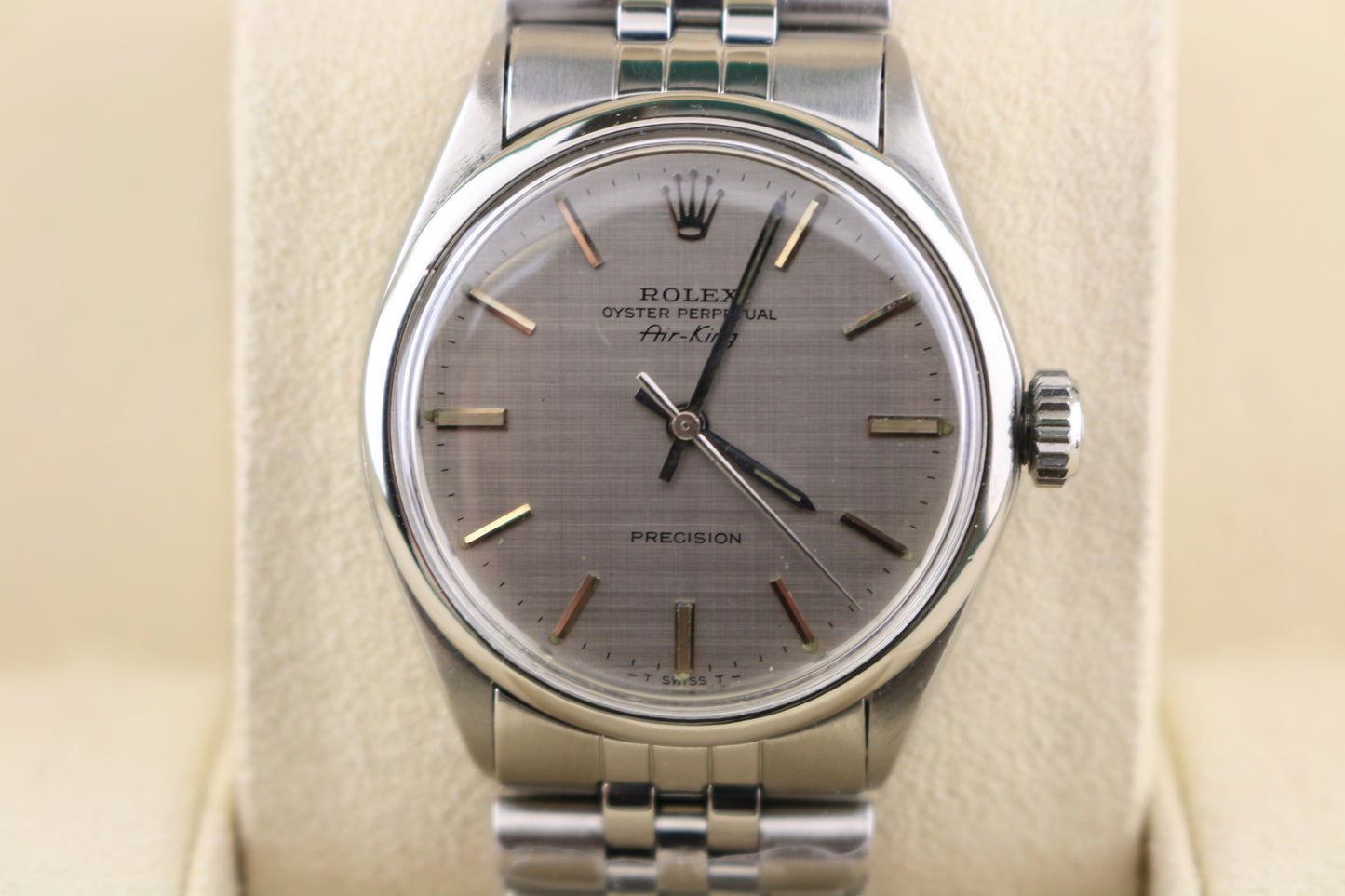 1972 Rolex Air-King 5500 Silver Linen Dial SS Jubilee No Papers 34mm