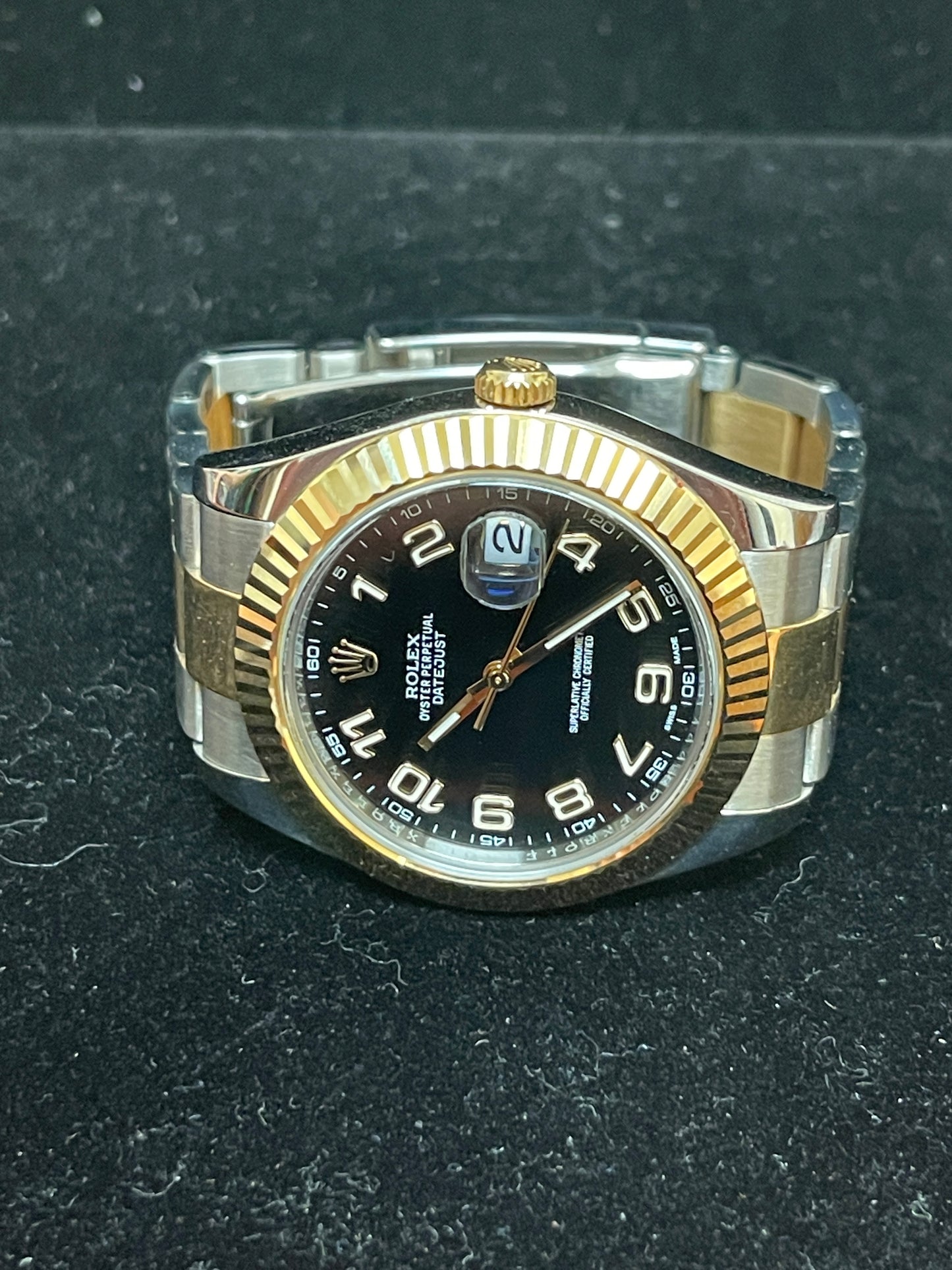 2015 Rolex Datejust 116333 Black Arabic Dial TT Oyster With Papers 41mm