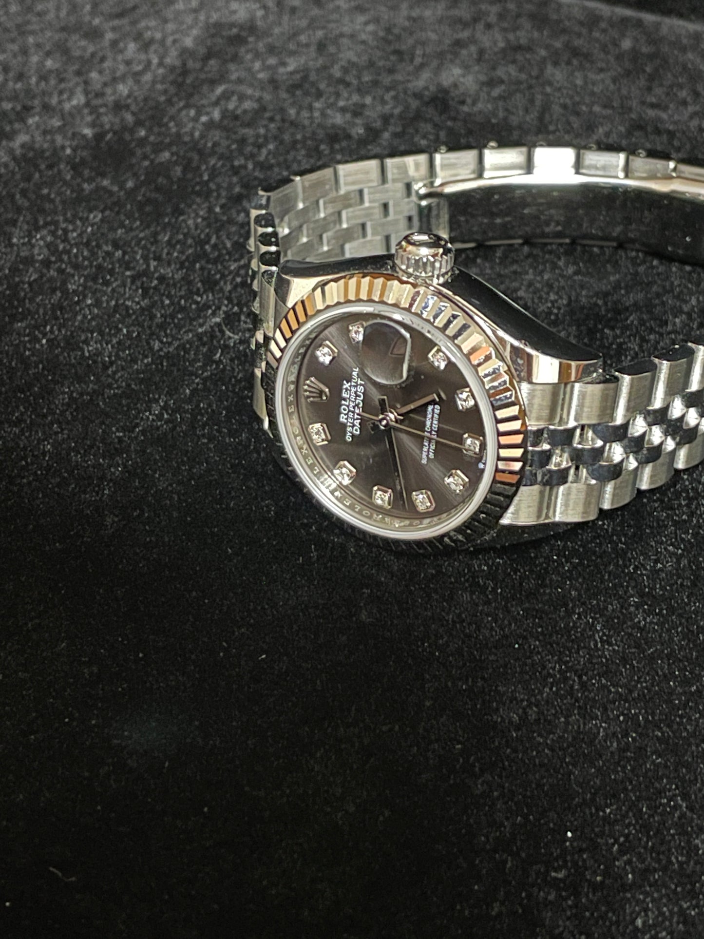 OHA 2024 Rolex Ladies Datejust 279174 Rhodium Diamond Dial SS Jubilee W Papers 28mm