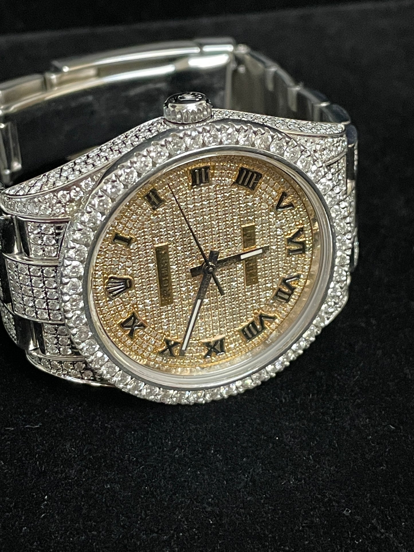 2018 Rolex Oyster Perpetual 114300 Iced Out Paved Roman Oyster 39mm 17CT