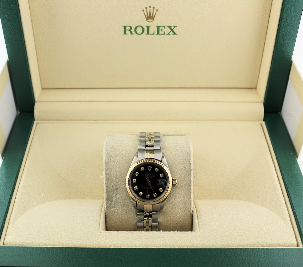 Rolex Ladies Datejust 6917 Black Diamond TT Jubilee No Papers 26mm