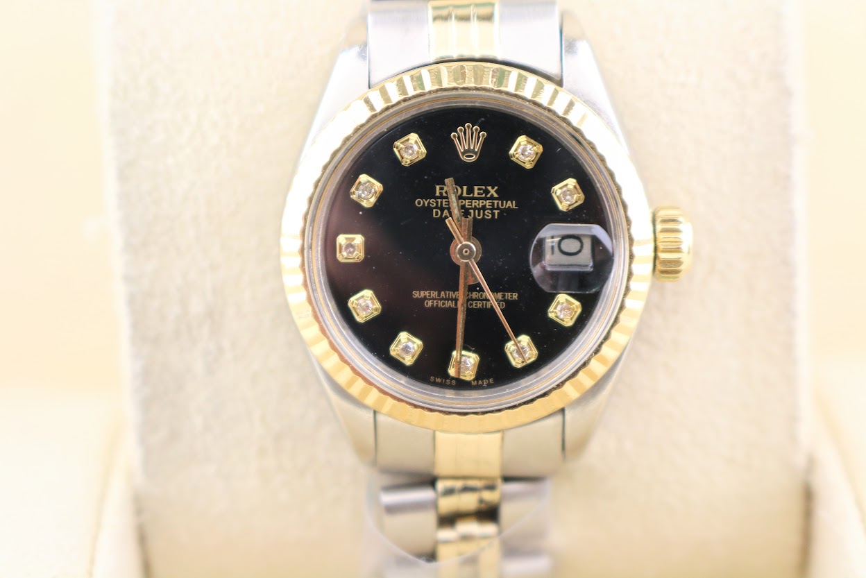 Rolex Ladies Datejust 6917 Black Diamond TT Jubilee No Papers 26mm