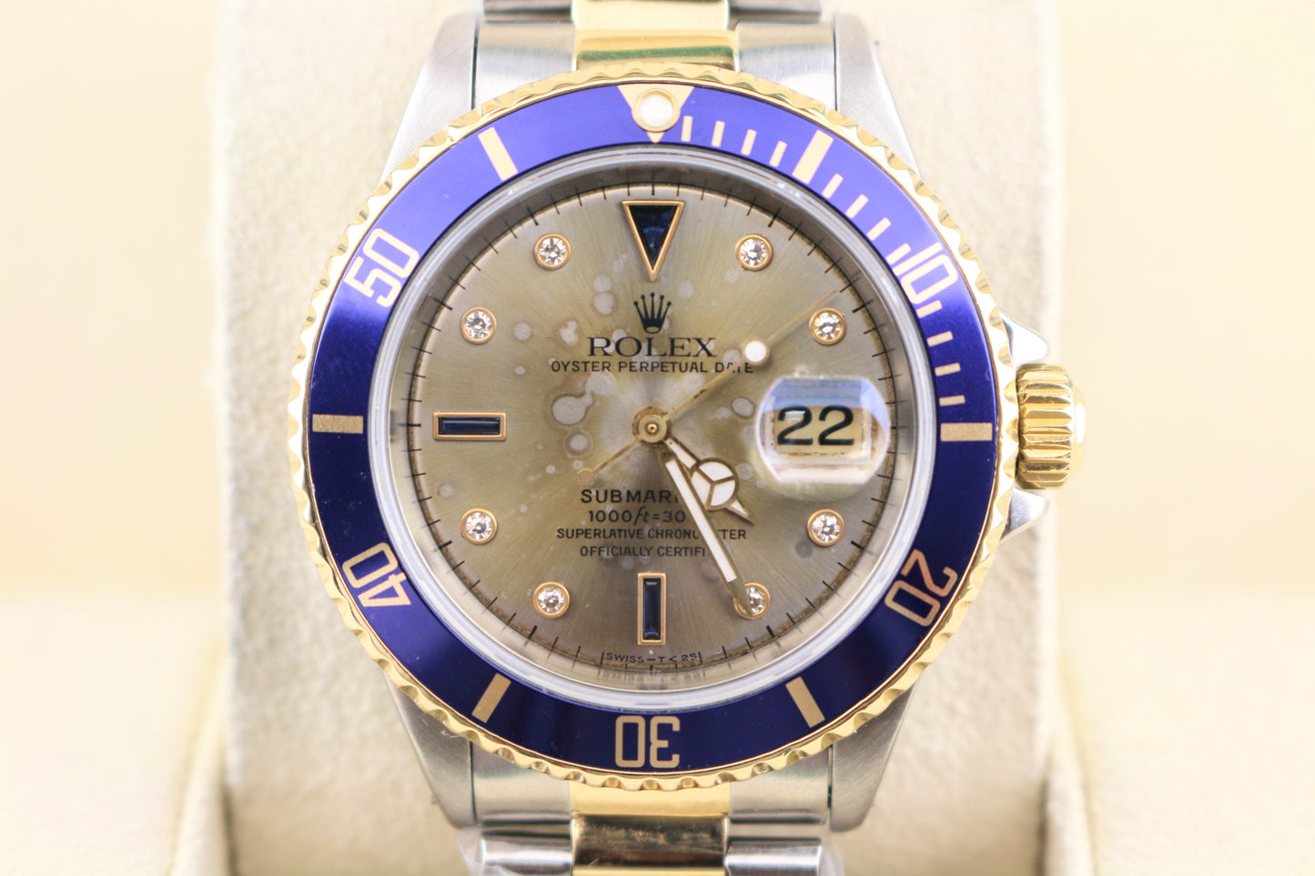 1995 Rolex Submariner 16613 Serti Diamond Dial TT Oyster No Papers 40mm