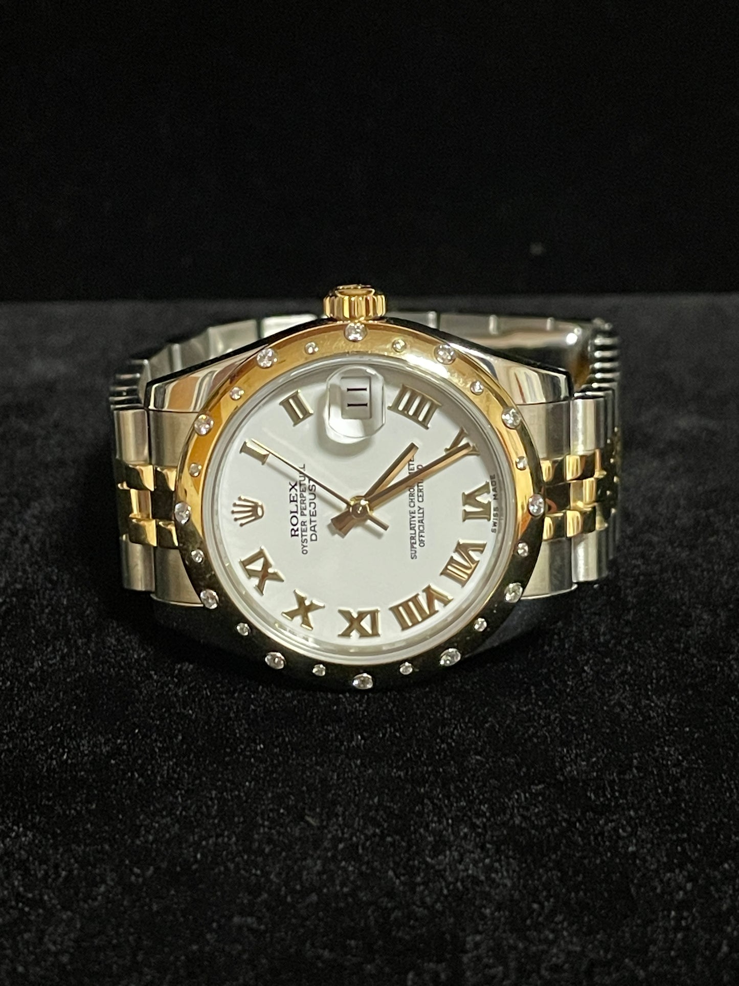 OHA 2014 Rolex Datejust 178343 White Roman Dial Diamond Bezel TT Jubilee Paper 31mm