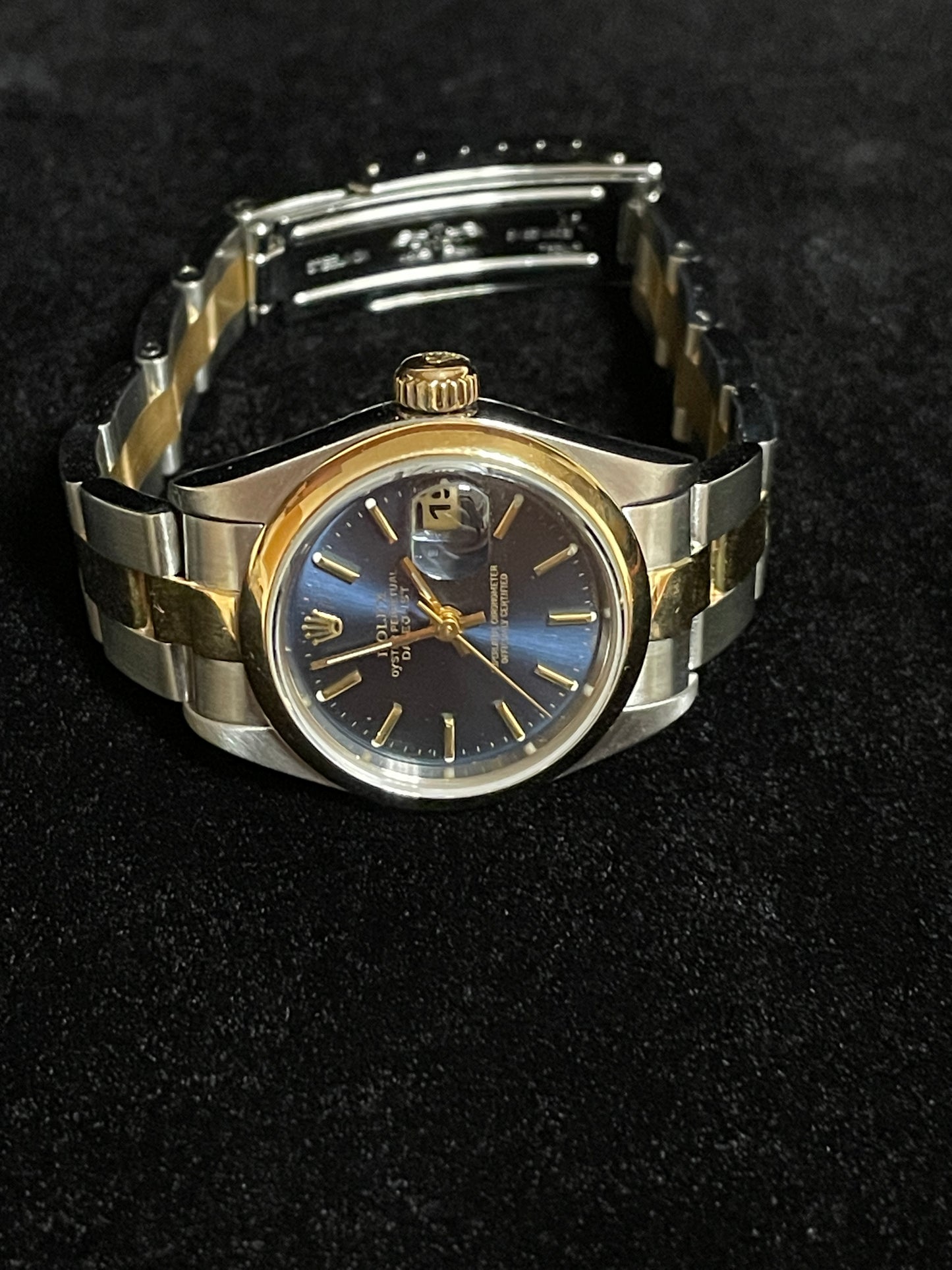 2002 Rolex Ladies Datejust 79163 Blue Dial TT 18kt Oyster With Papers 26mm