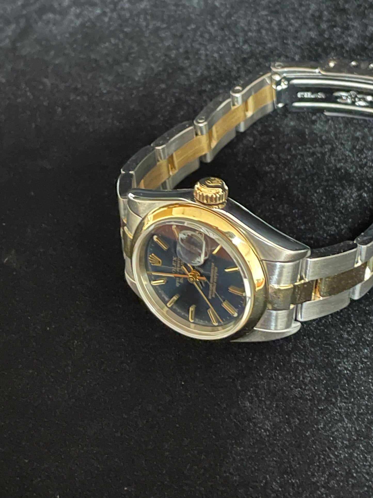 2002 Rolex Ladies Datejust 79163 Blue Dial TT 18kt Oyster With Papers 26mm