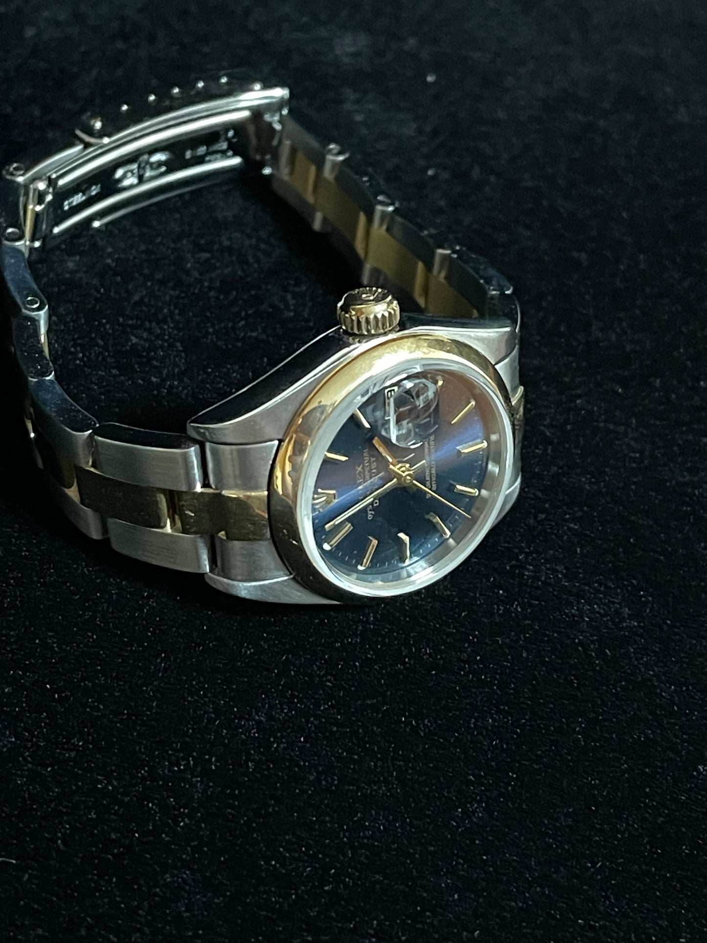 2002 Rolex Ladies Datejust 79163 Blue Dial TT 18kt Oyster With Papers 26mm