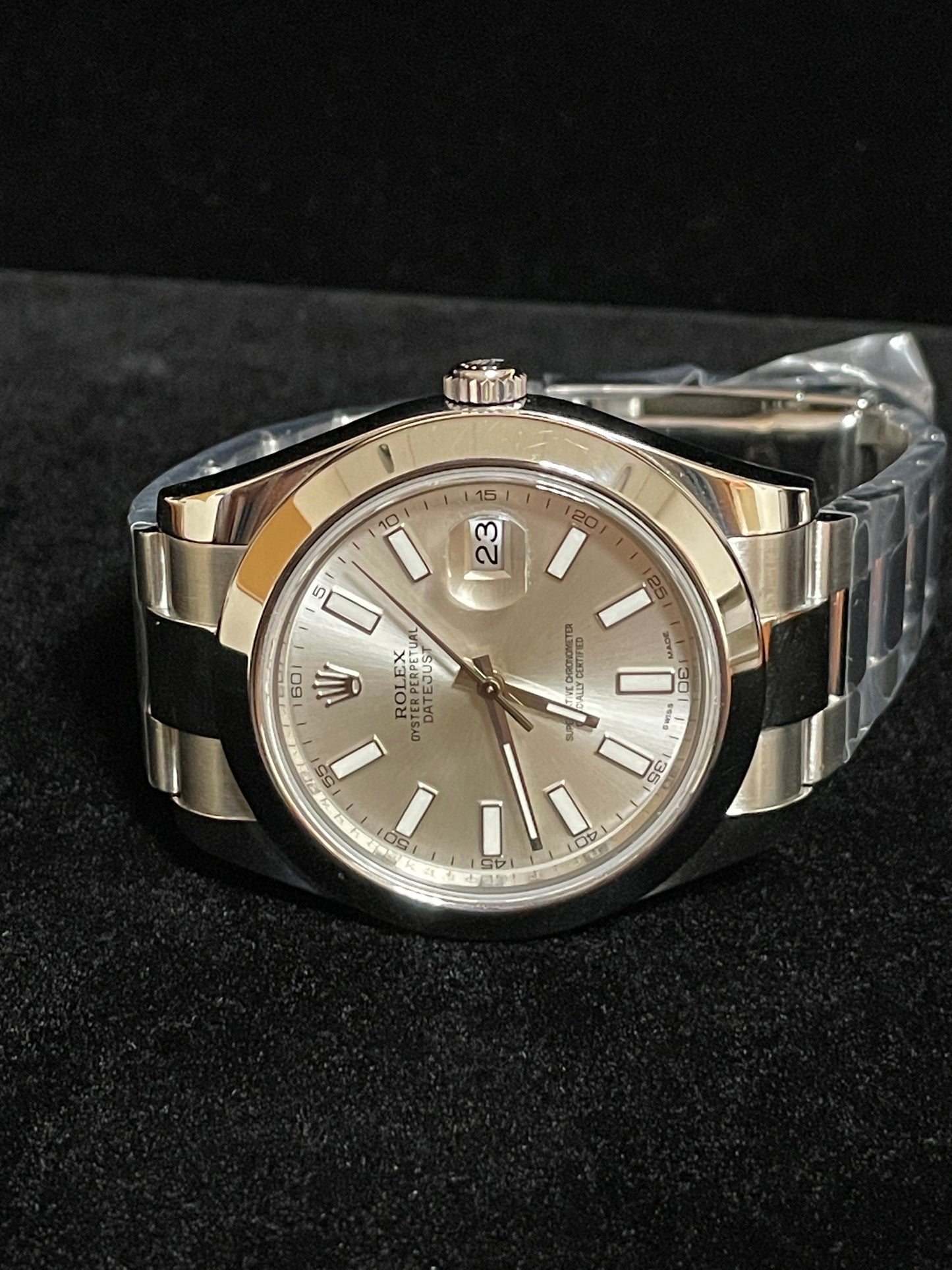 OHA 2015 Rolex Datejust 116300 Silver Stick Dial SS Oyster With Papers 41mm