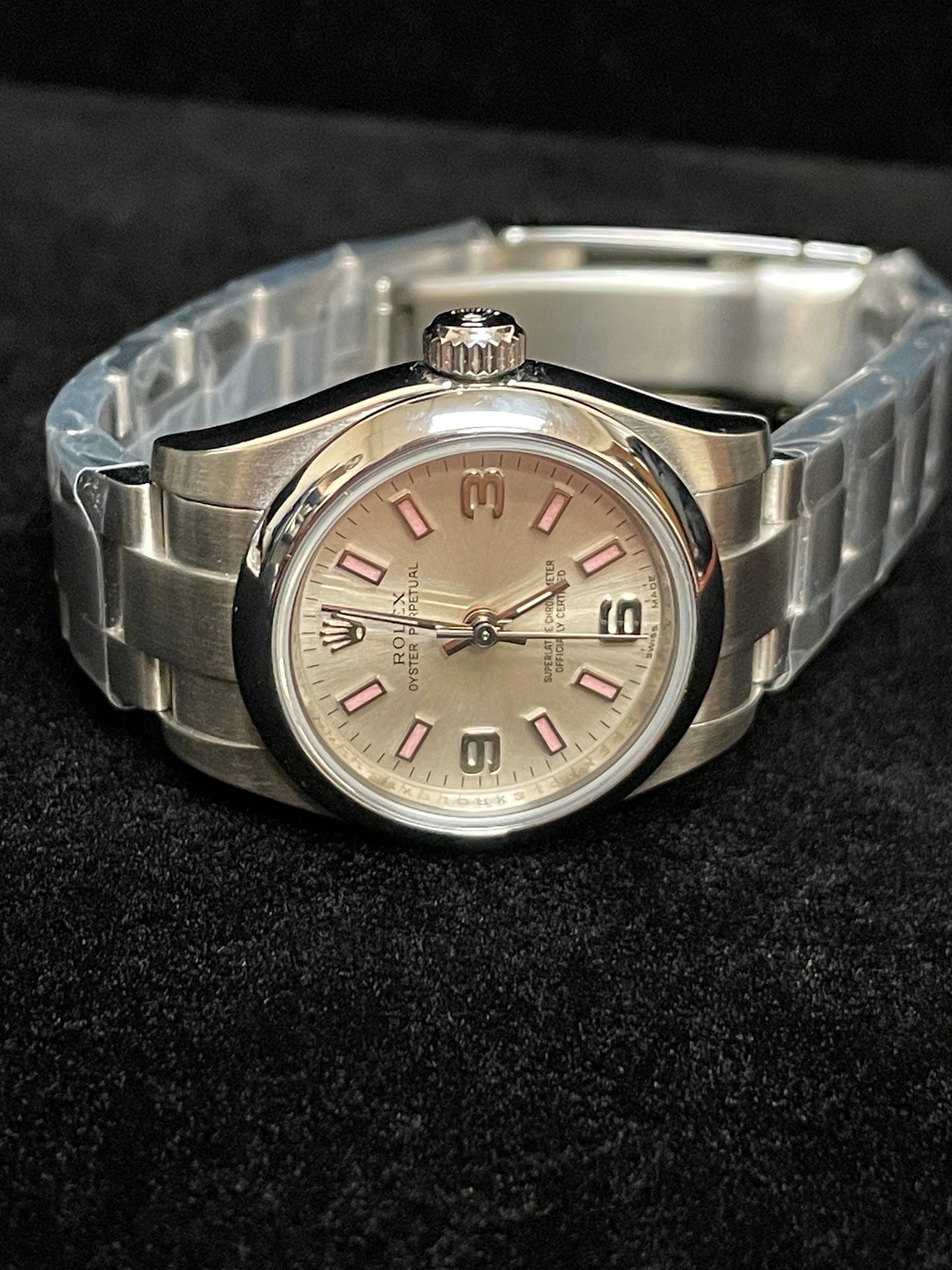 2009 Rolex Ladies Oyster Perpetual 176200 Silver Pink Dial Oyster W Papers 26mm