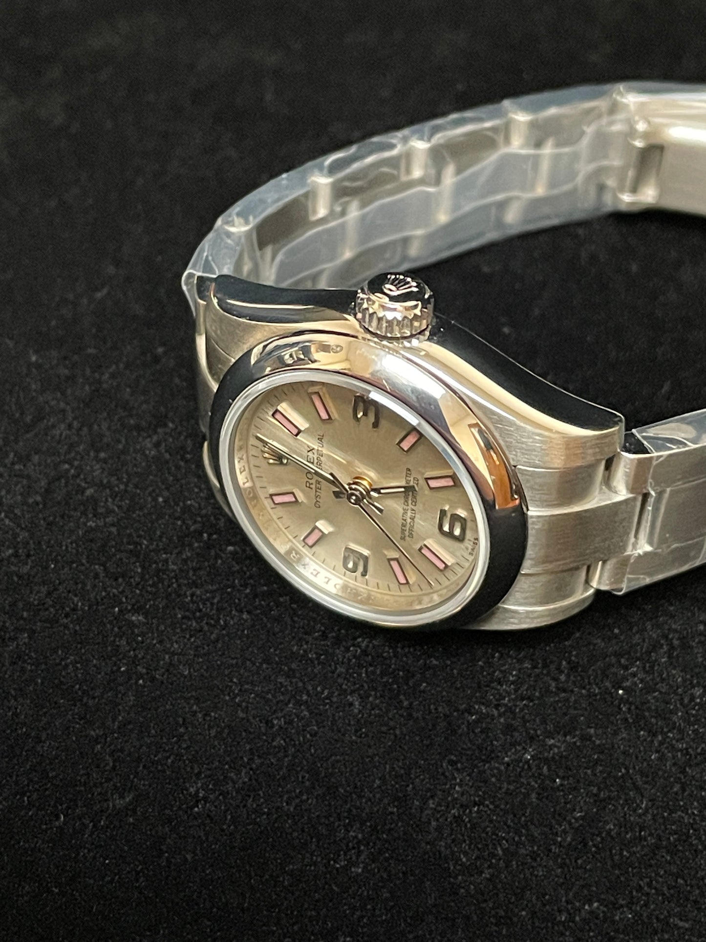 2009 Rolex Ladies Oyster Perpetual 176200 Silver Pink Dial Oyster W Papers 26mm