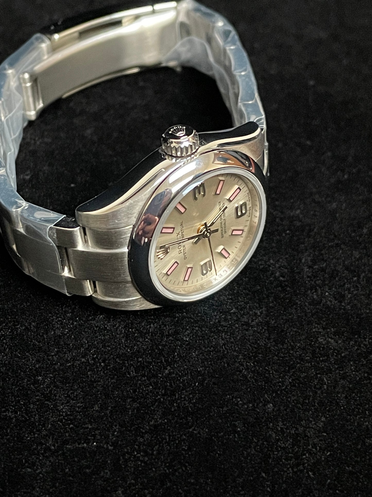 2009 Rolex Ladies Oyster Perpetual 176200 Silver Pink Dial Oyster W Papers 26mm