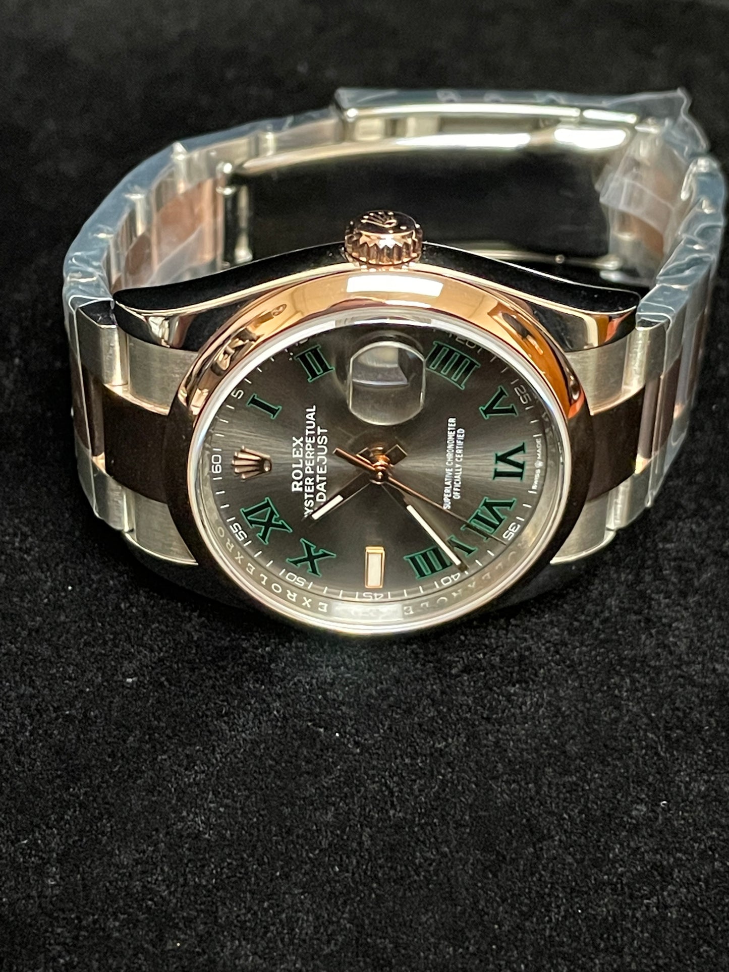 OH 2020 Rolex Datejust 126201 Wimbledon Roman Dial TT Oyster Rose With Papers 36mm