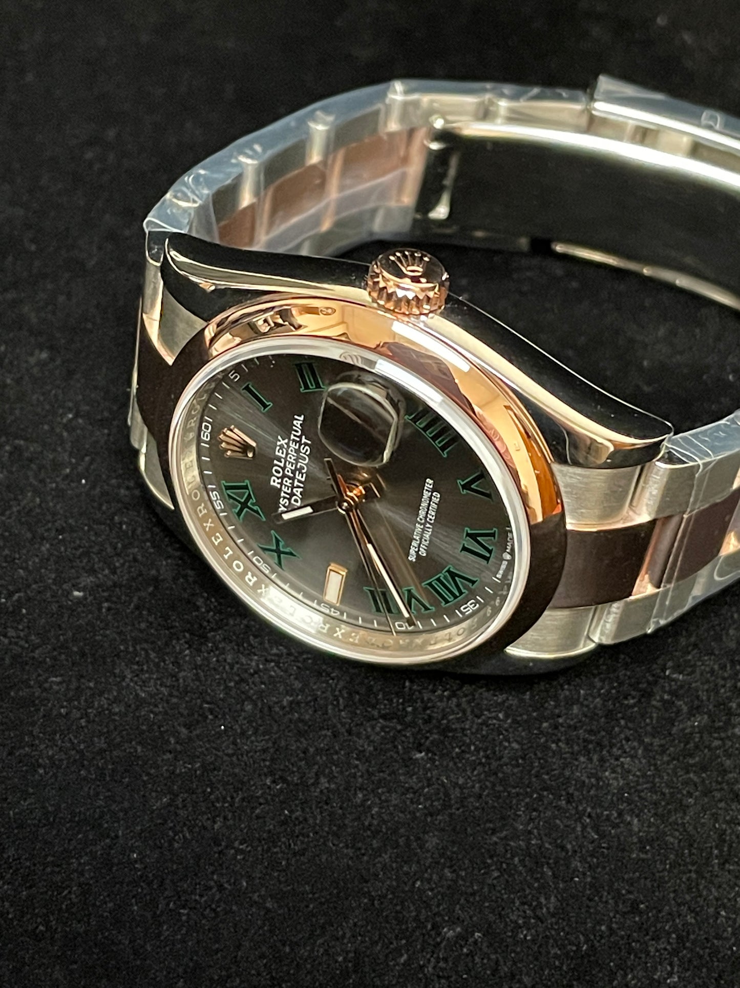 OH 2020 Rolex Datejust 126201 Wimbledon Roman Dial TT Oyster Rose With Papers 36mm
