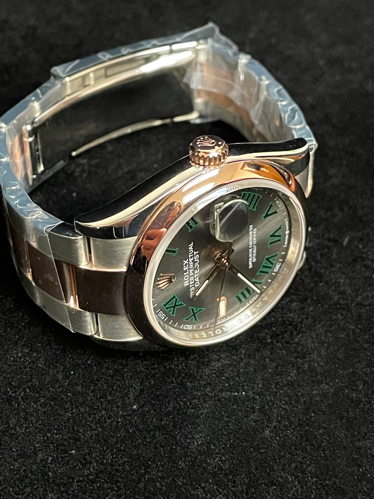OH 2020 Rolex Datejust 126201 Wimbledon Roman Dial TT Oyster Rose With Papers 36mm
