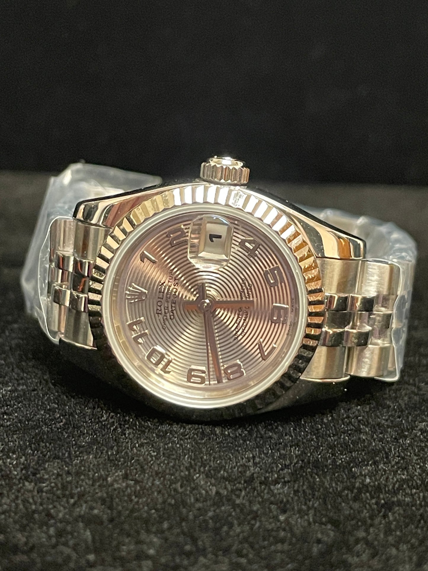 2006 Rolex Ladies Datejust 179174 Silver Concentric Dial SS Jubilee Papers 26mm