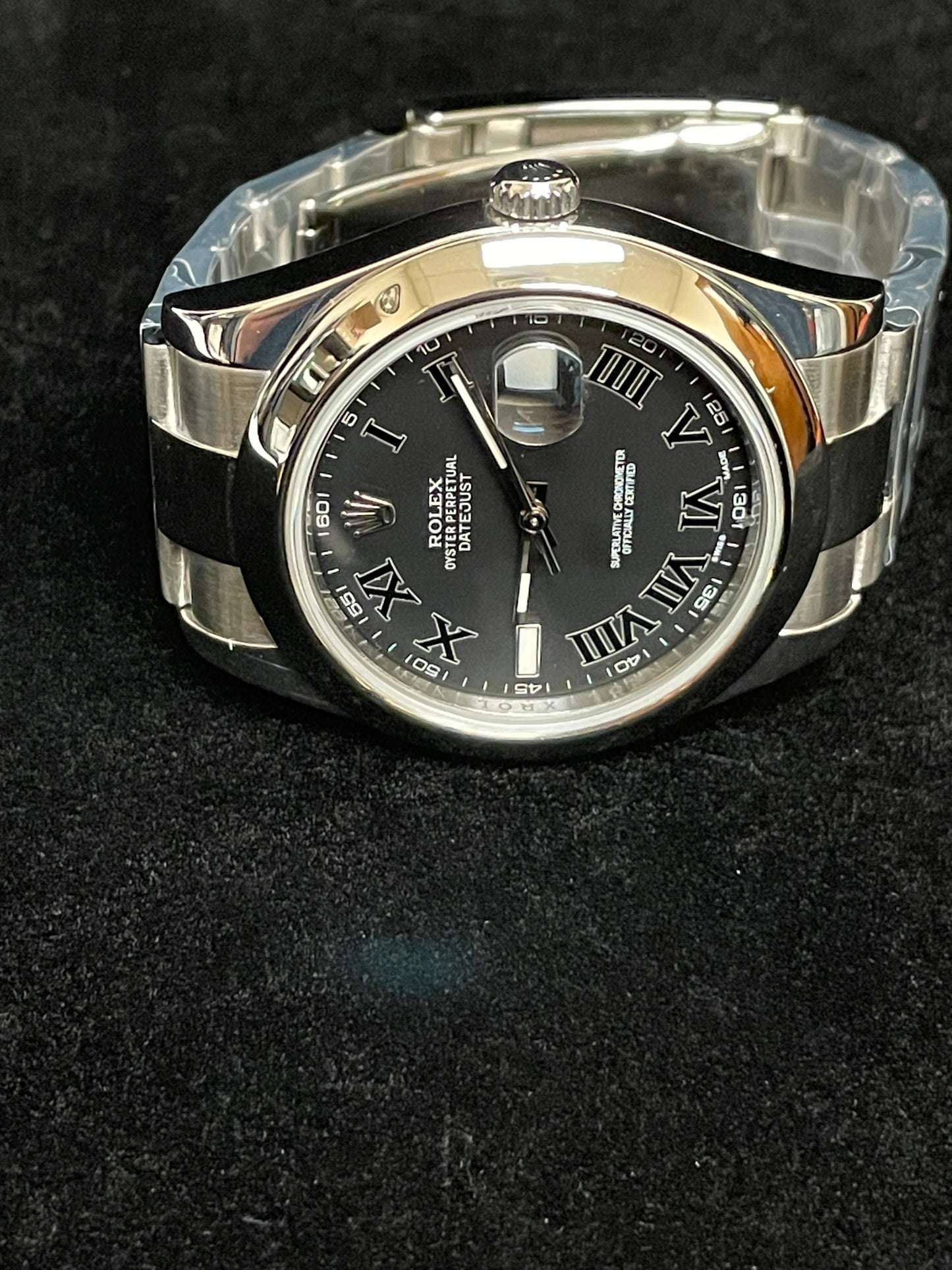 2012 Rolex Datejust 116300 Black Gray Roman Dial SS Oyster With Papers 41mm