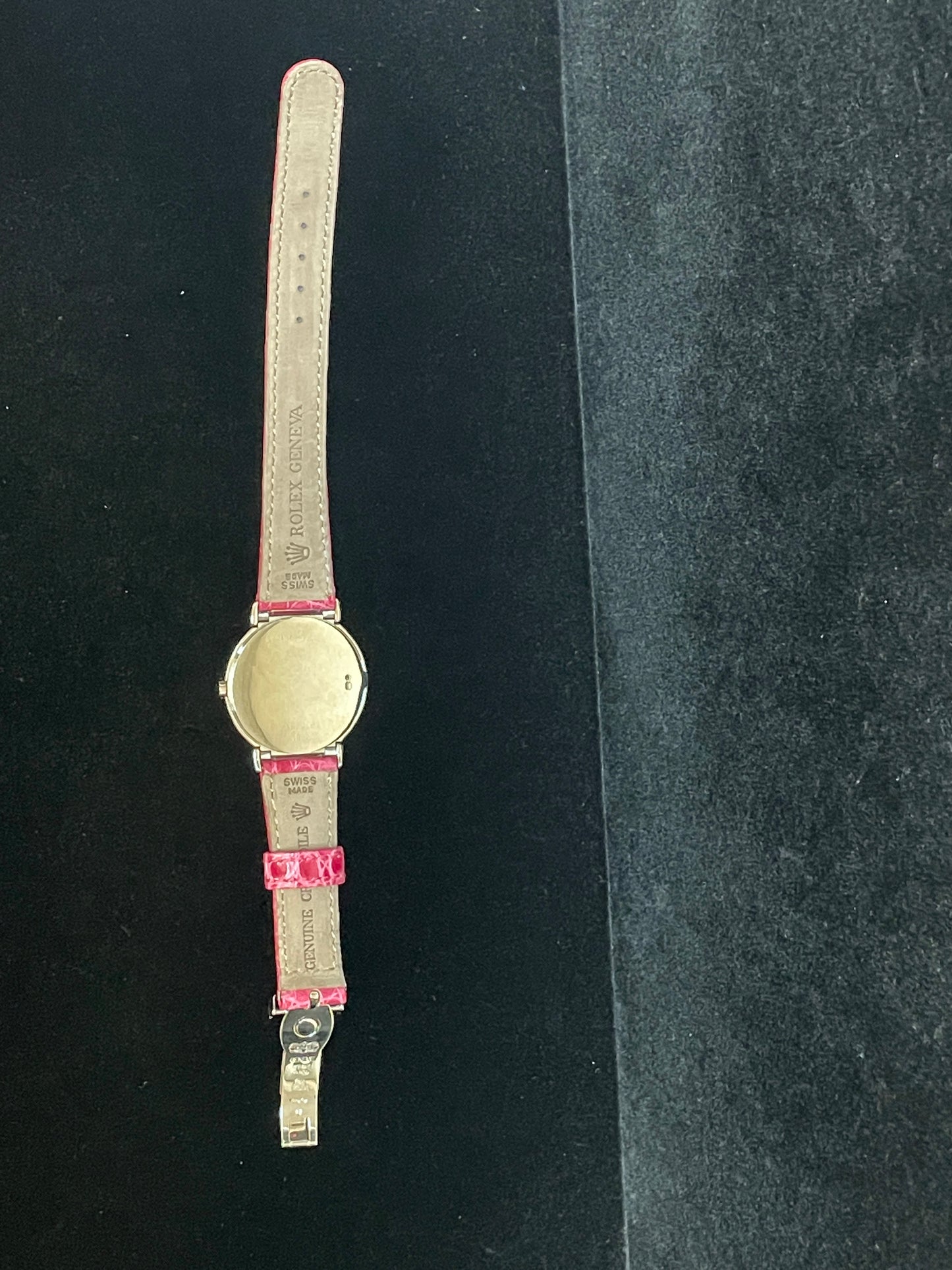 Rolex Lady Cellini 6682 Pink Roman Dial Leather strap Diamond lugs 18kt WG 33mm