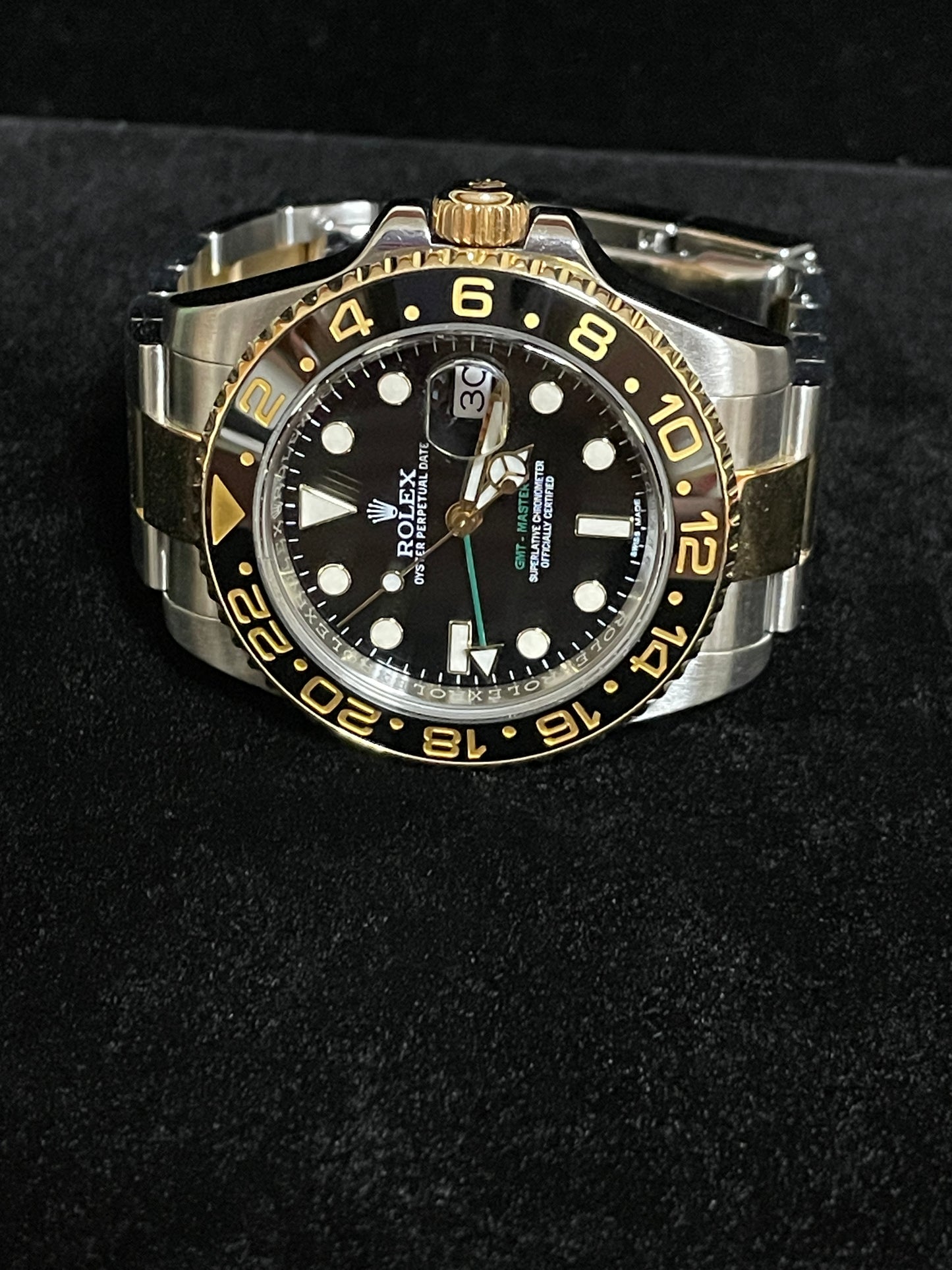 2016 Rolex GMT-Master II 116713LN Black Dial TT 18kt Oyster With Papers 40mm