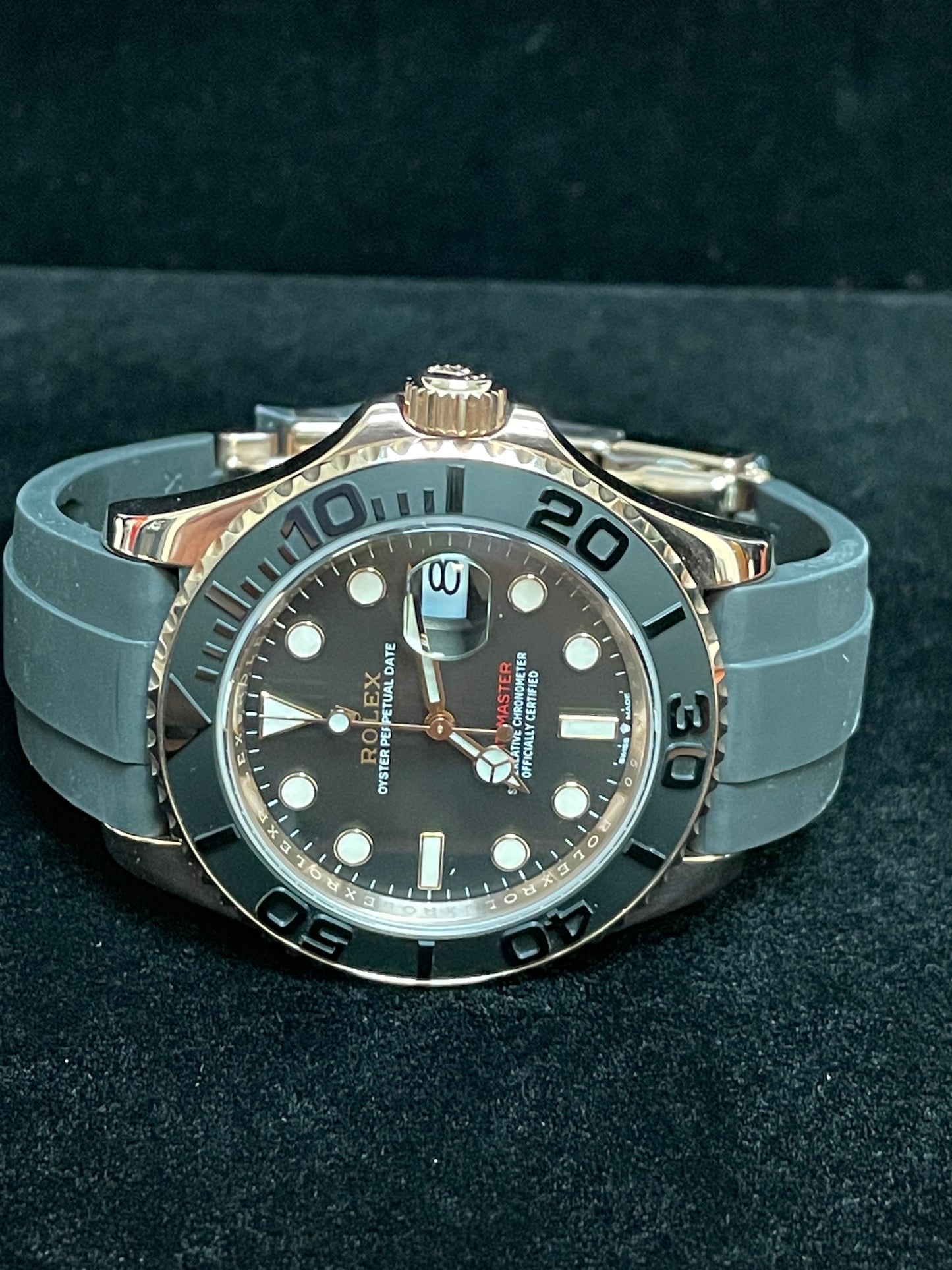 2020 Rolex Yacht-Master 126655 Black Dial OysterFlex RG 18kt With Papers 42mm