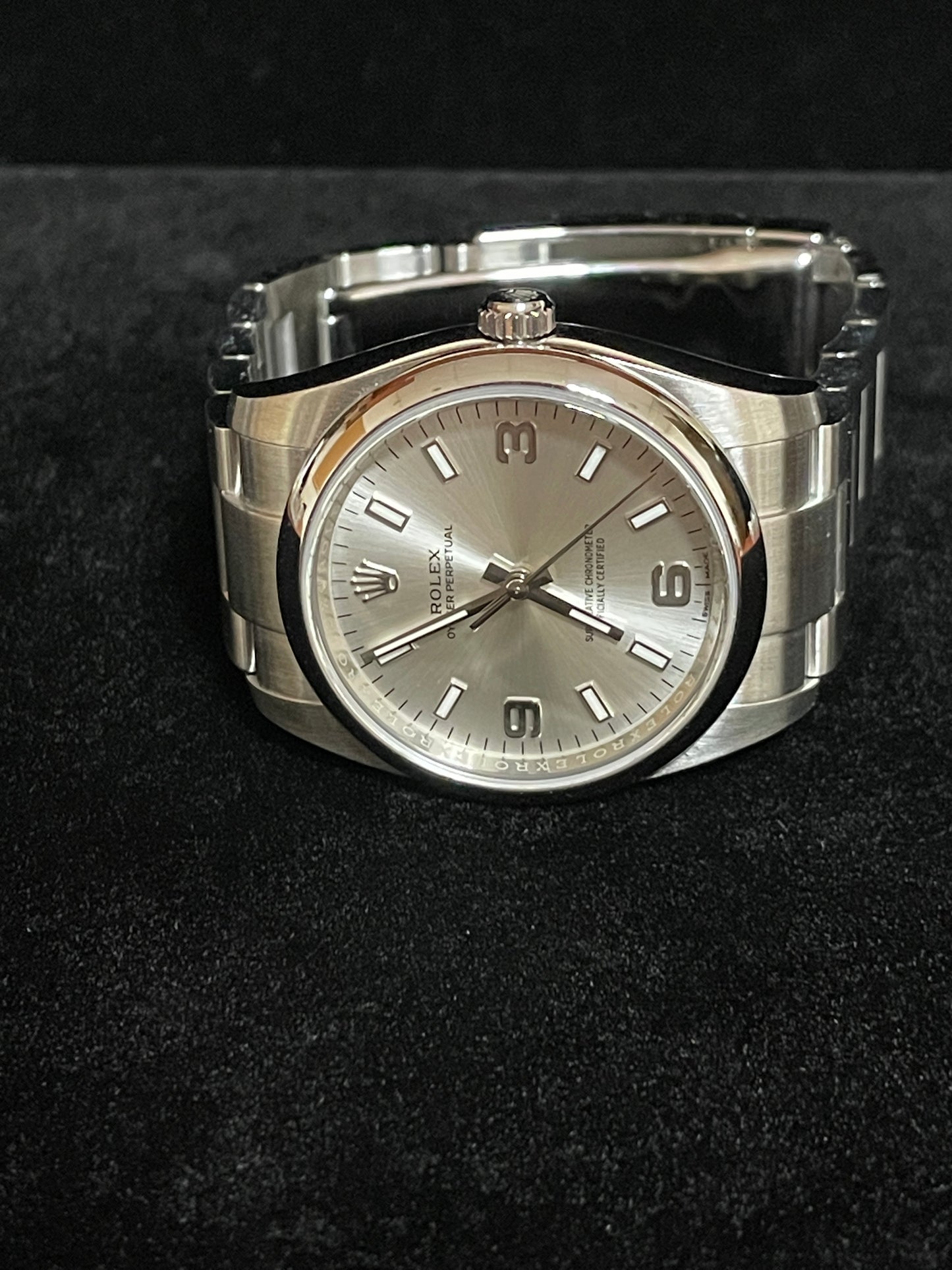 2017 Rolex Oyster Perpetual 114200 Silver Dial SS Oyster With Papers 34mm