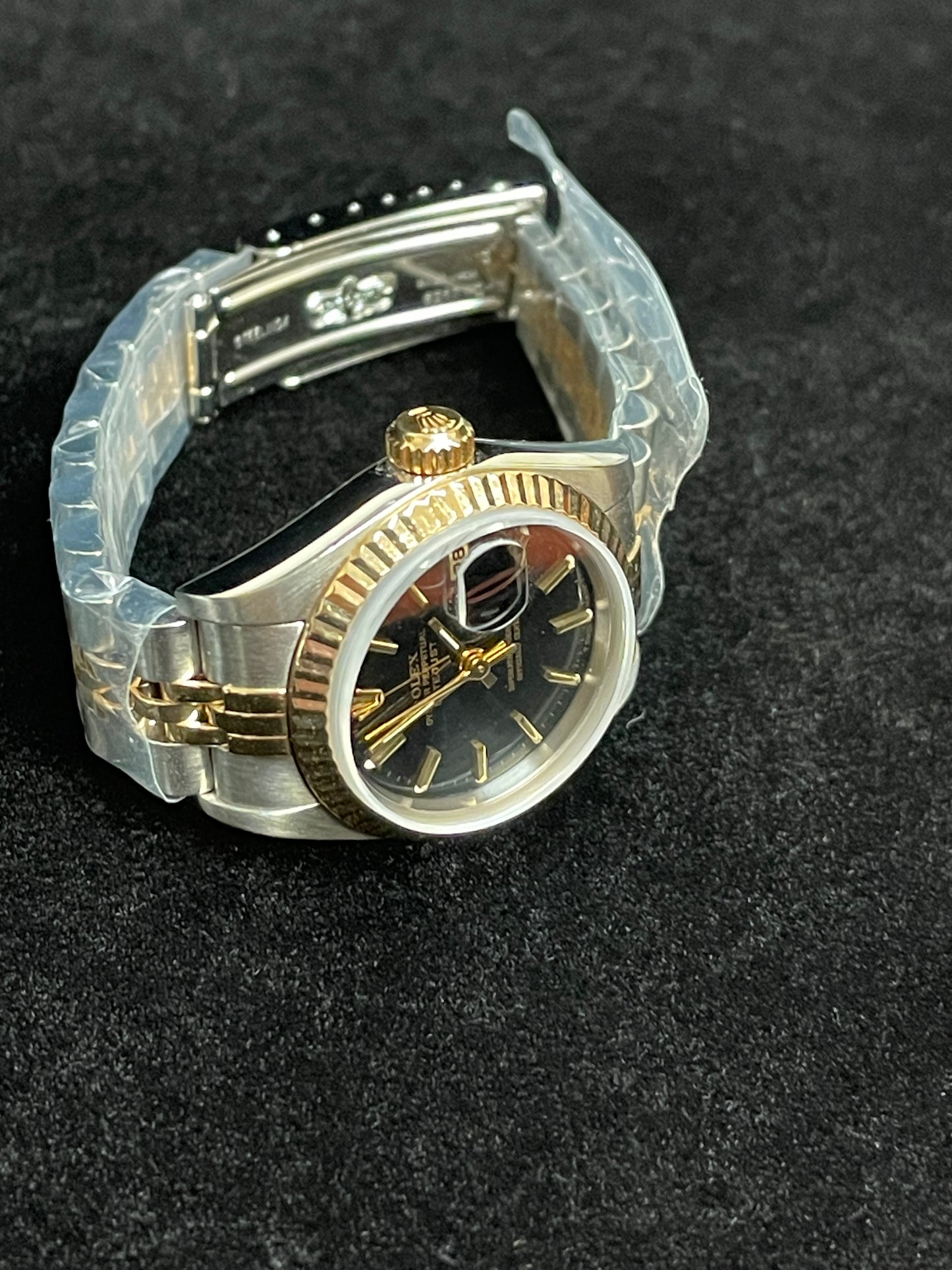 1998 Rolex Ladies Datejust 69173 Black Dial TT 18kt Jubilee With Papers 26mm