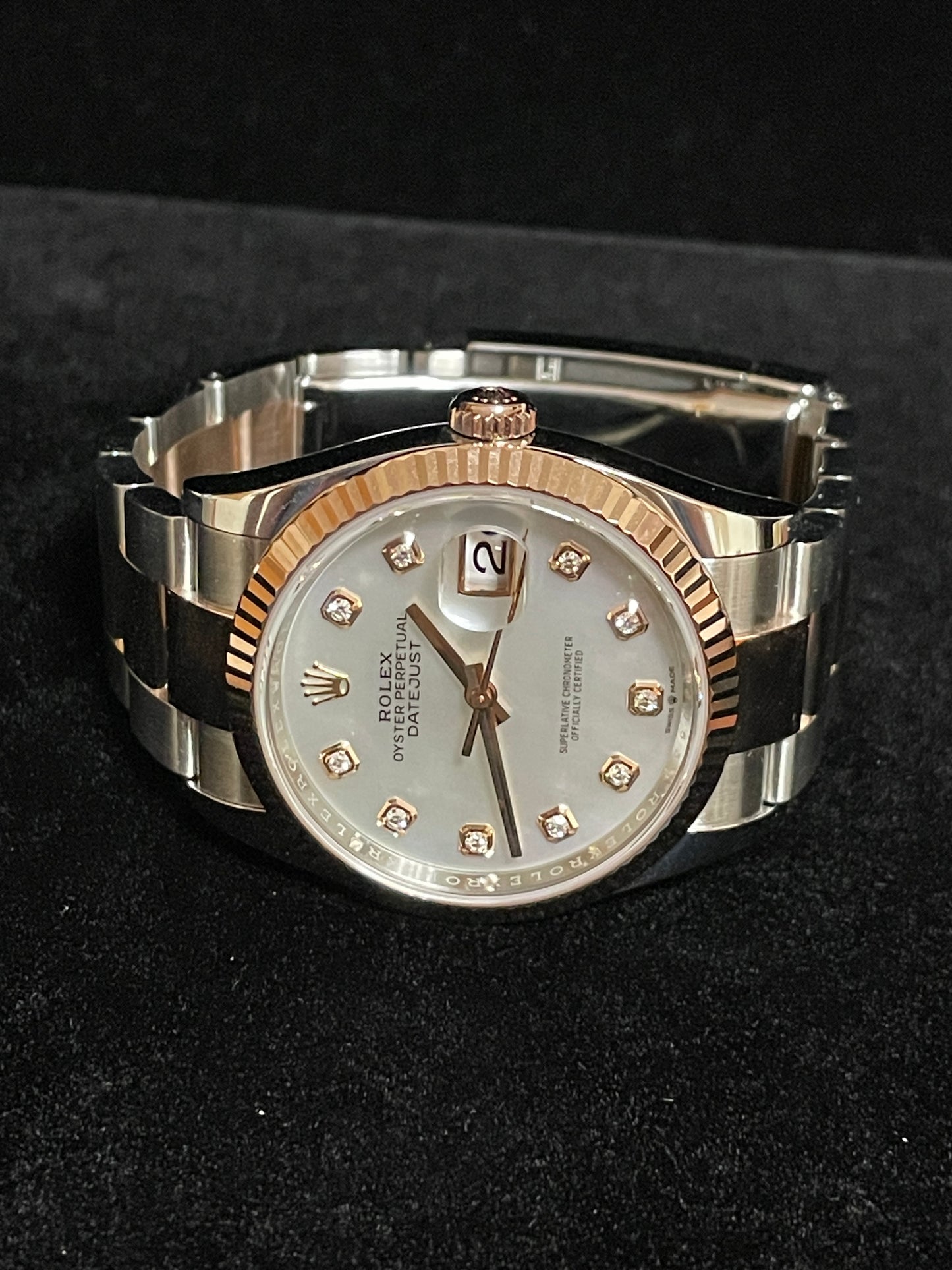 2023 Rolex Datejust 126231 White MOP Diamond Dial TT Rose Oyster W/ Papers 36mm
