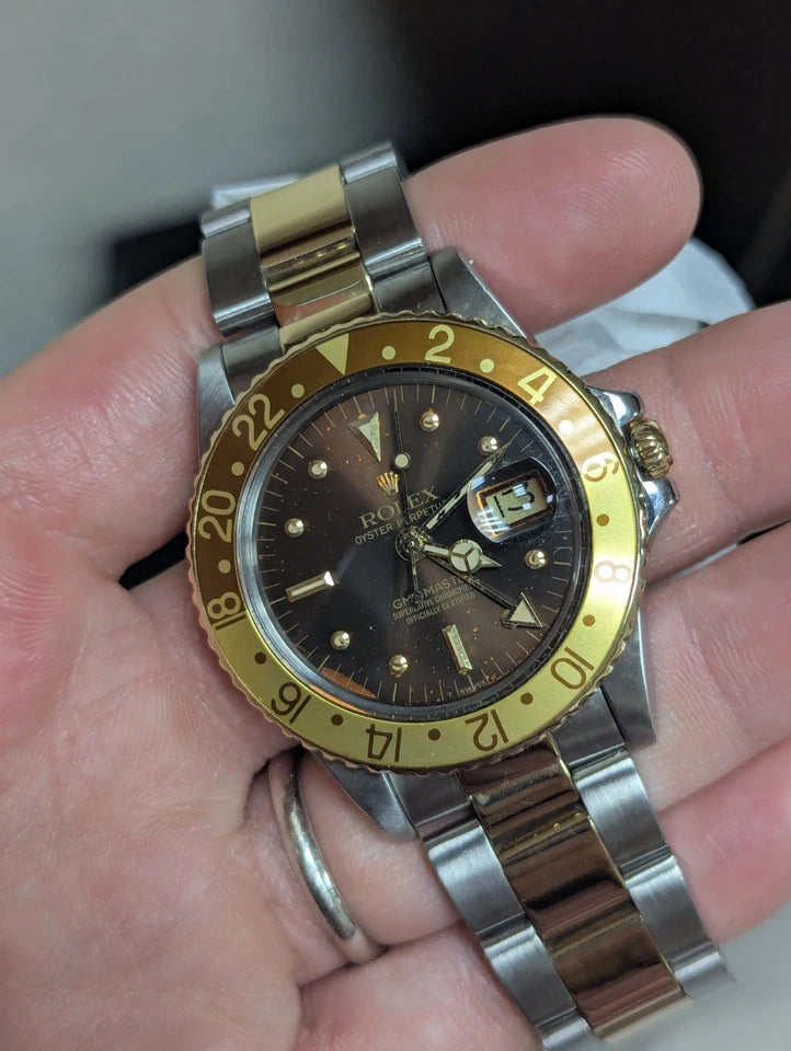 1979 Rolex GMT-Master Root Beer 1675 Brown Nipple Dial TT Oyster No Papers 40mm