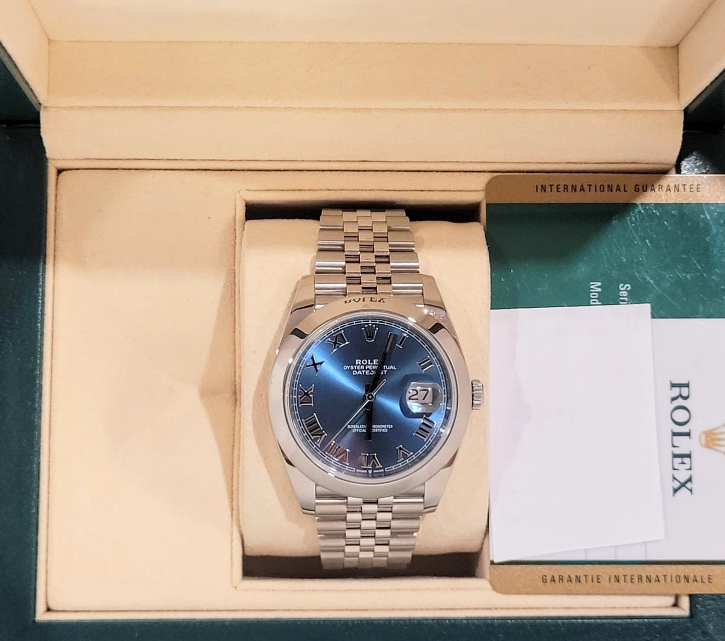 2020 Rolex Datejust 126300 Blue Roman Dial SS Jubilee With Papers 41mm