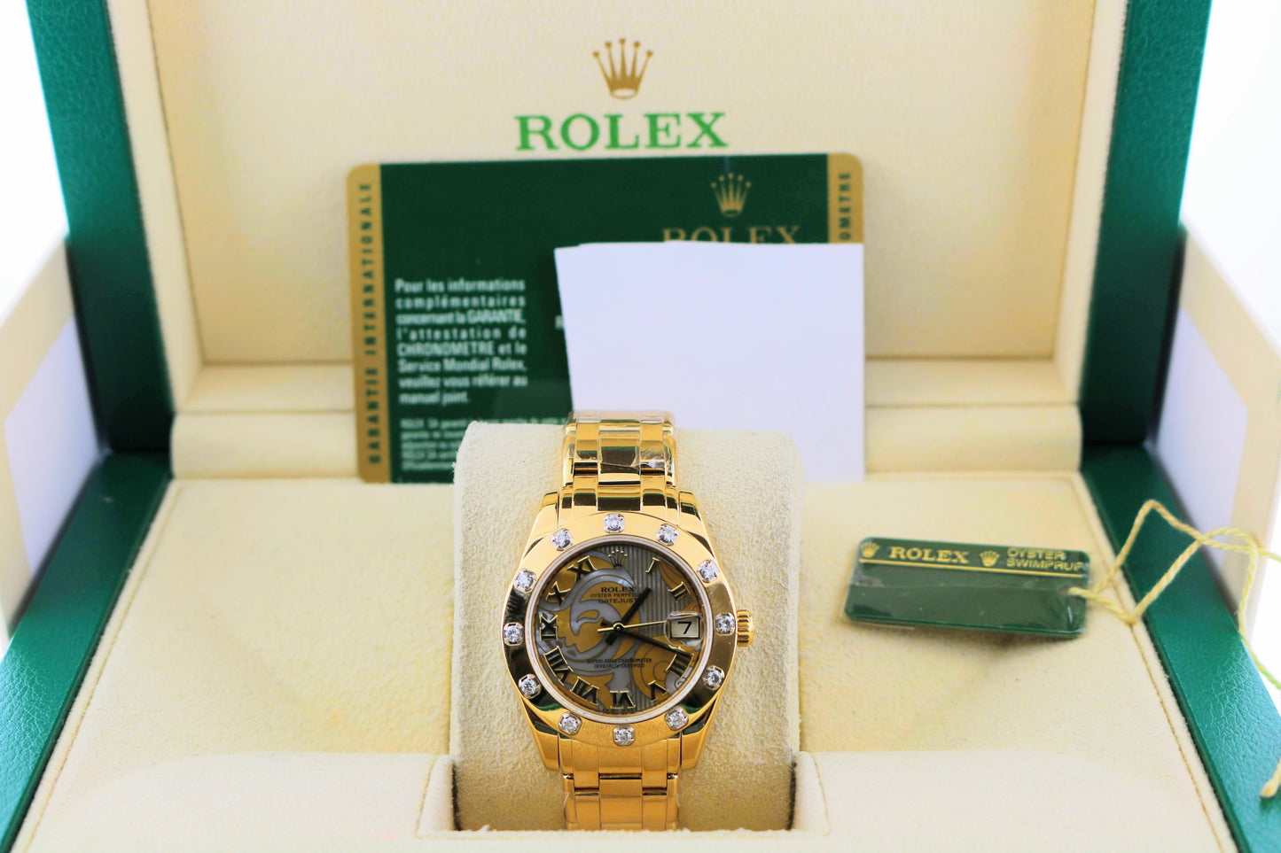 2010 Rolex Datejust 81318 Factory Gold Dust Dream MOP Pearlmaster W/Papers 34mm