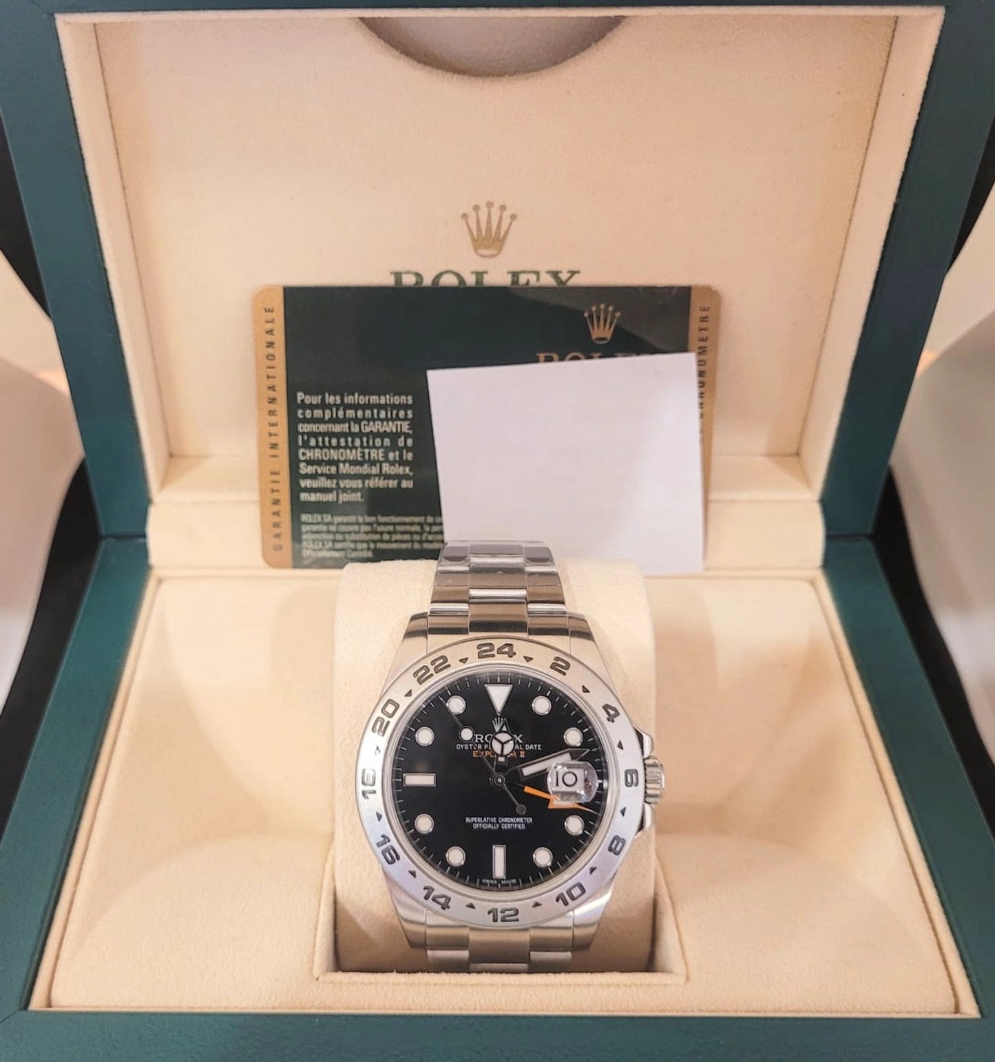 2014 Rolex Explorer II 216570 Black Dial SS Oyster With Papers 42mm