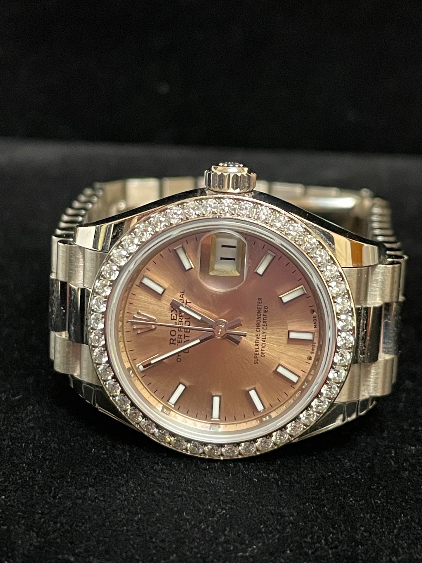 2024 Rolex Ladies Datejust 279139RBR Diamond Bezel Pink 18kt WG President 28mm