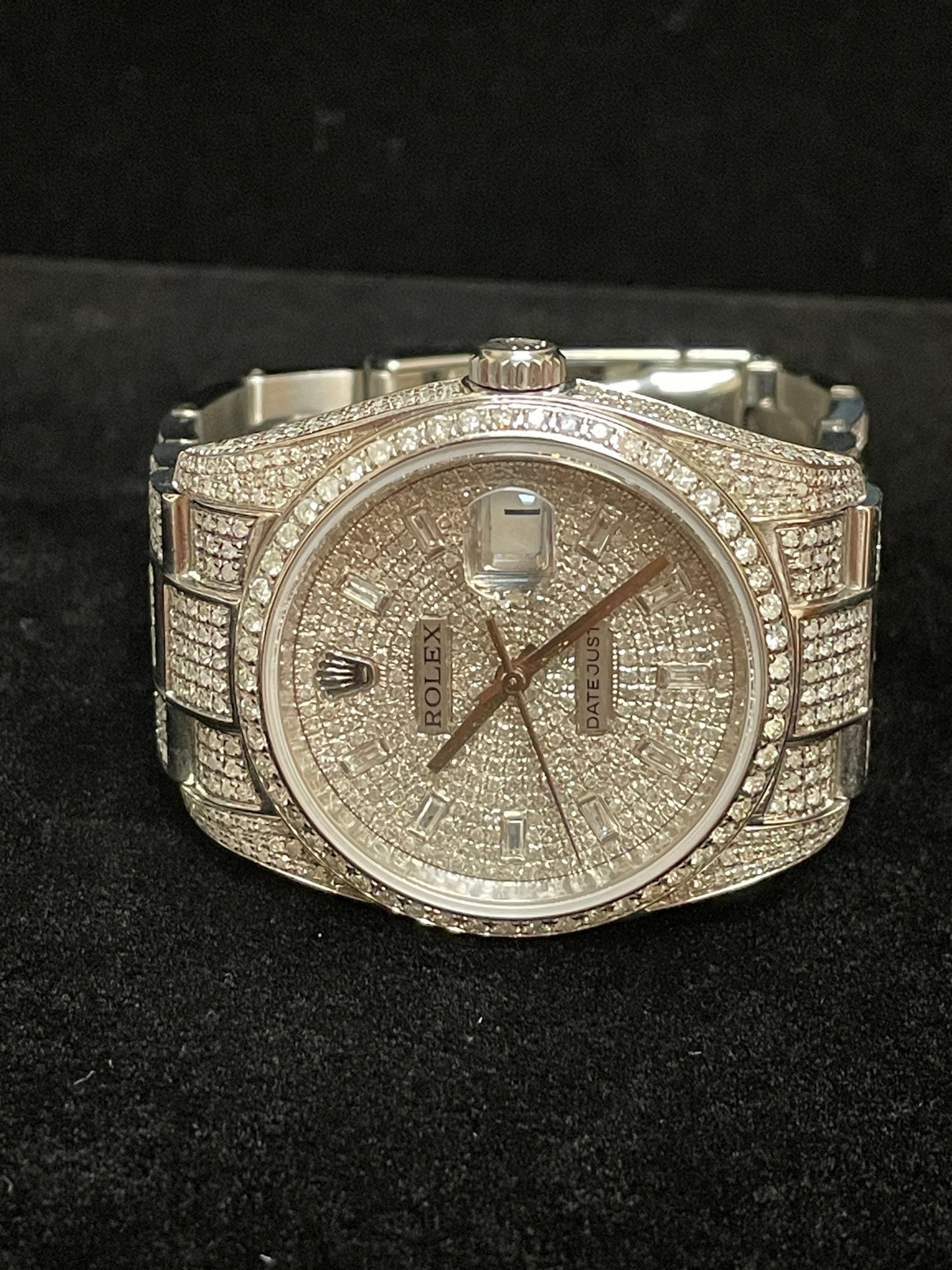 Rolex Datejust 116200 Iced Out Pave Baguette Diamond Dial SS Oyster Iced 36mm