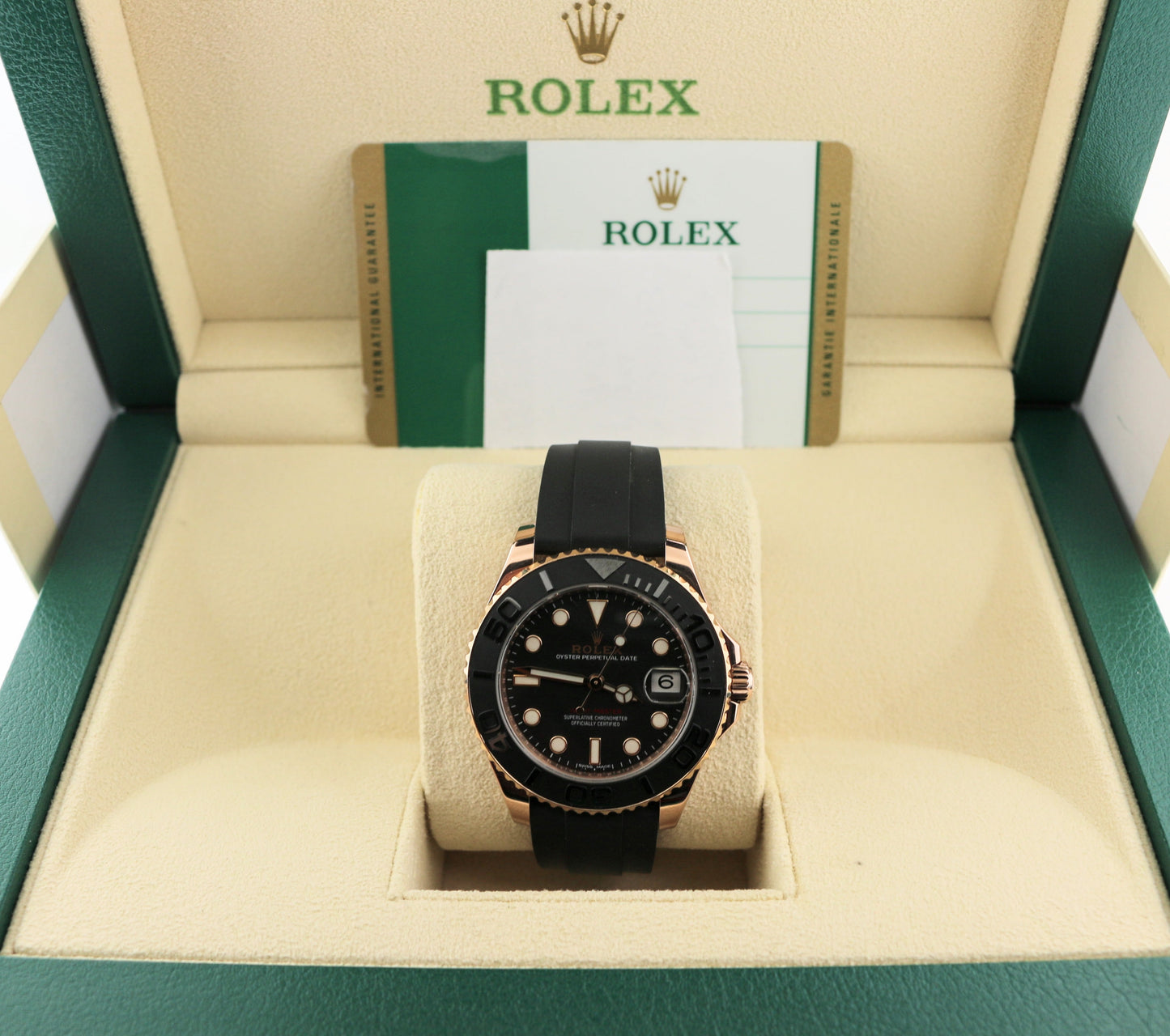 Rolex Yacht-Master Midsize 268655 Black Dial RG 18kt OysterFlex With Papers 37mm