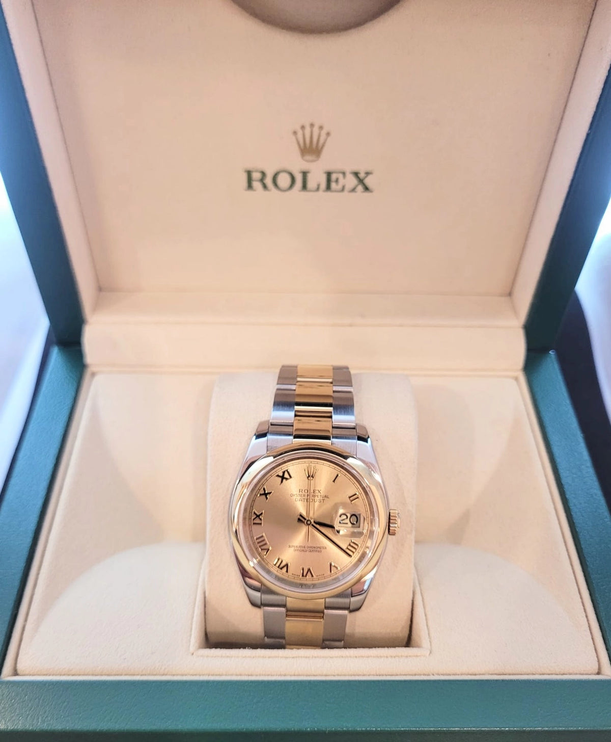 2004 Rolex Datejus 116203 Champagne Roman Dial TT Oyster No Papers 36mm