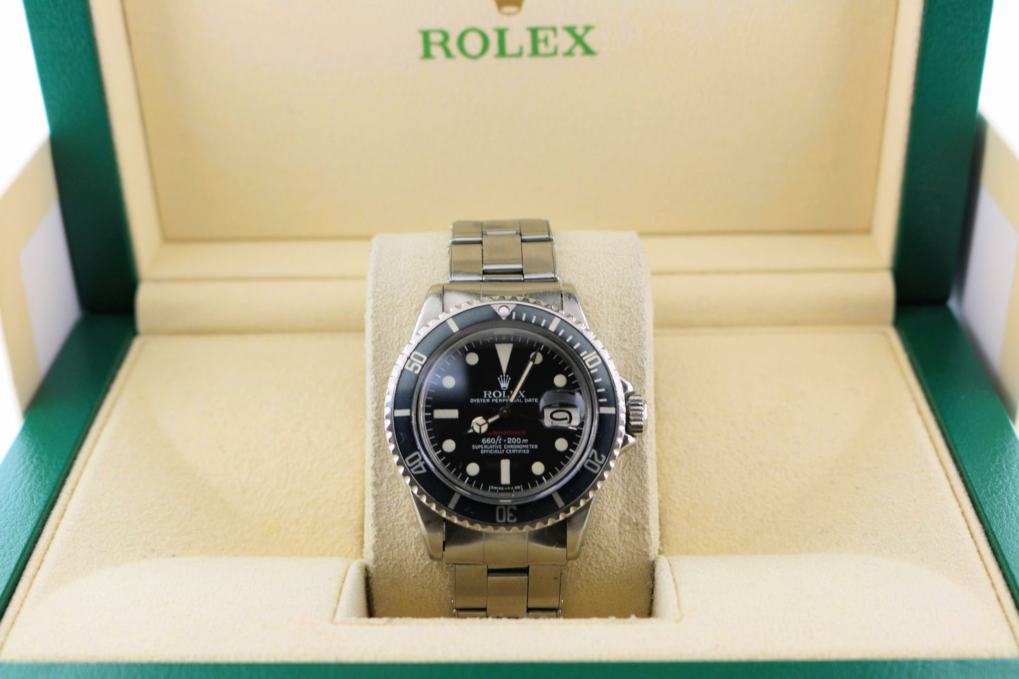 1974 Rolex Red Submariner 1680 Black Dial SS C+I Rivet Bracelet No Papers 40mm