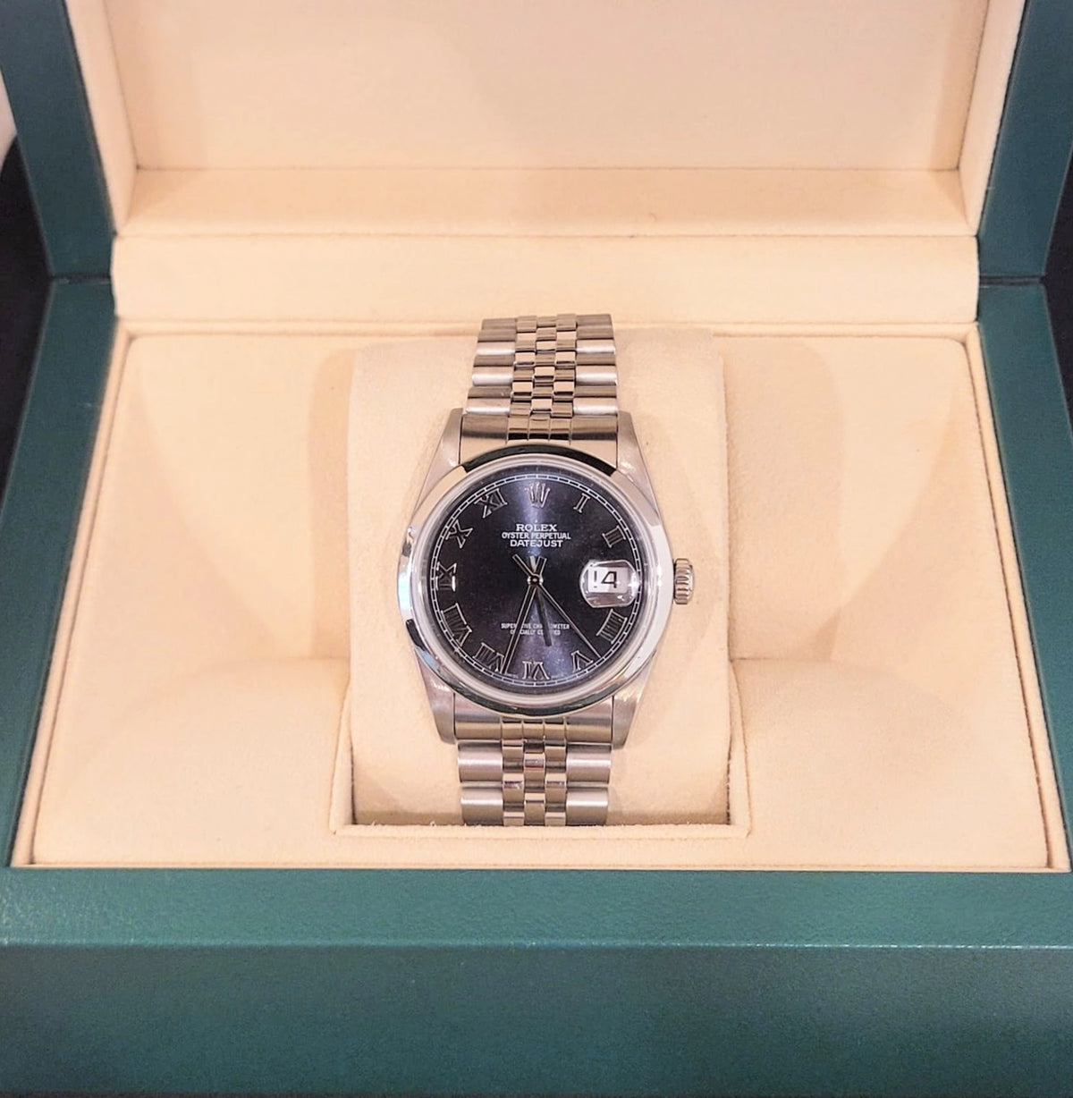 1989 Rolex Datejust 16234 Blue Purple Galaxy Patina Dial SS Jubilee 36mm