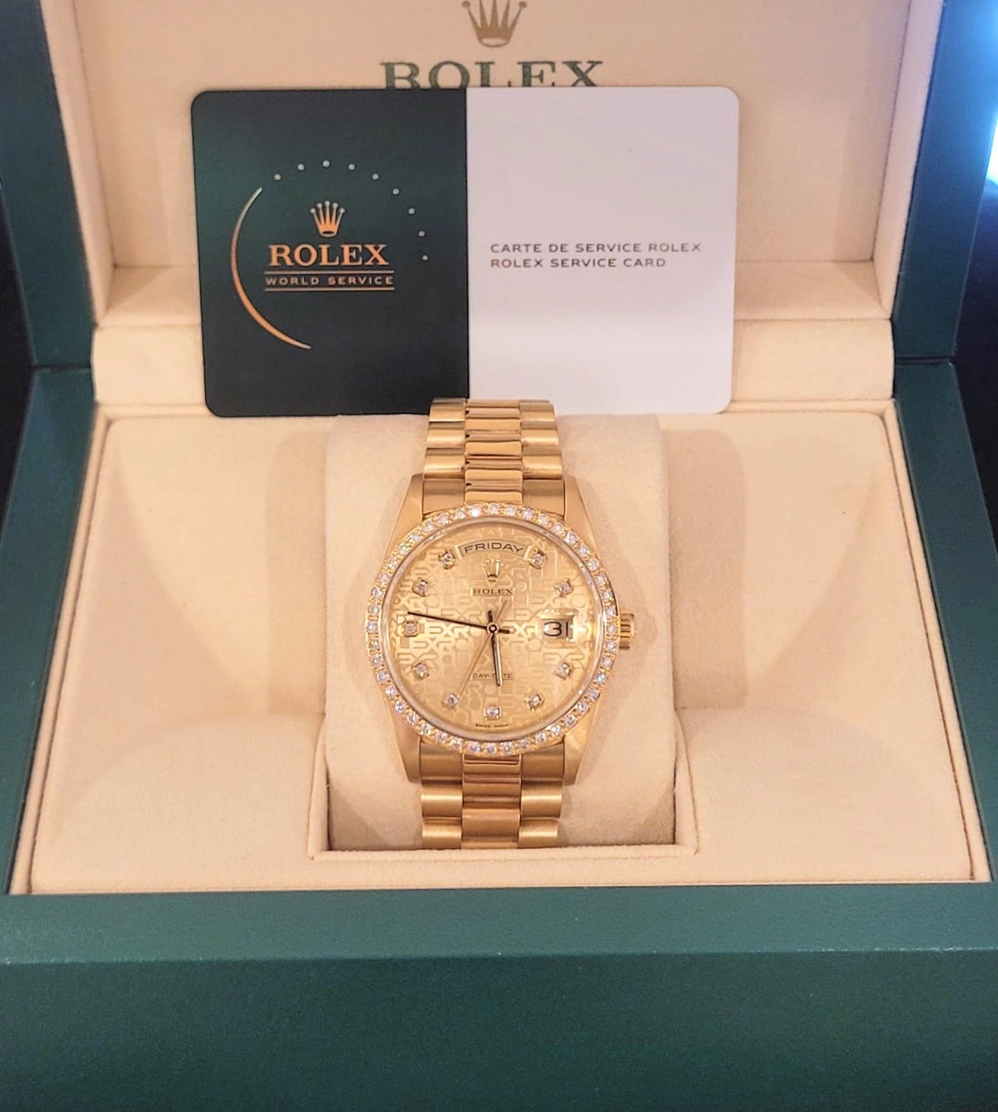 Rolex Day-Date 18348 Khanjar Diamond Dial and Bezel 18kt President RSC Card 2026