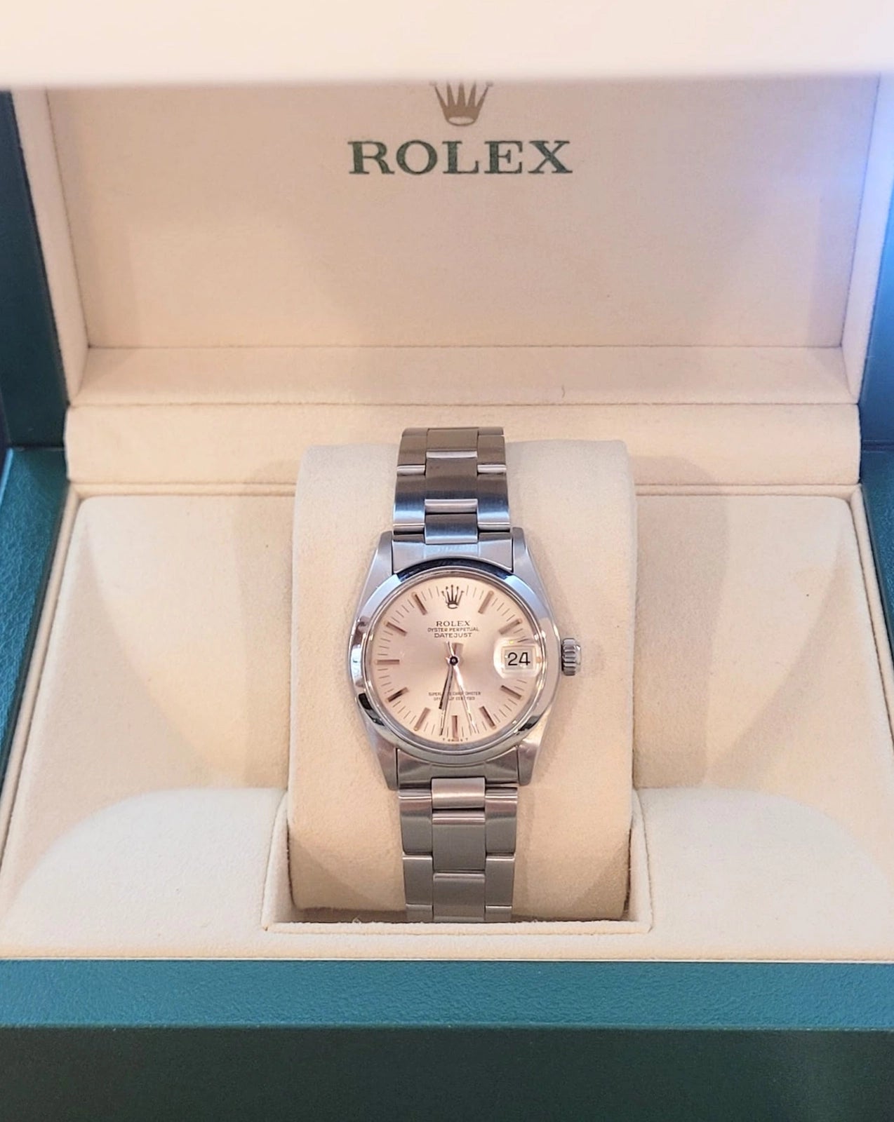 1979 Rolex Midsize Datejust 6824 Silver Stick Dial SS Oyster No Papers 31mm