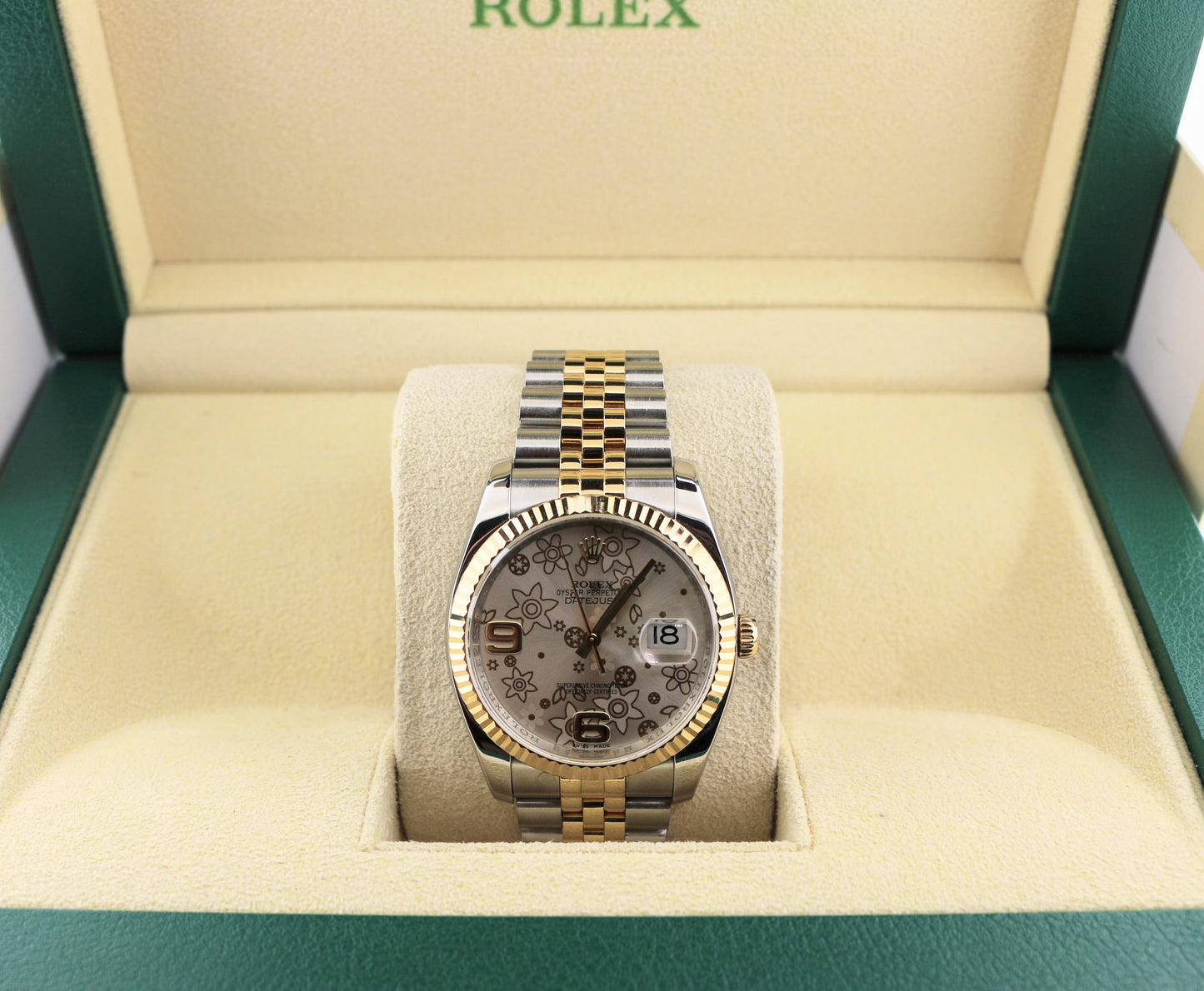 2008 Rolex Datejust 116233 Silver Floral Dial TT 18kt Jubilee No Papers 36mm