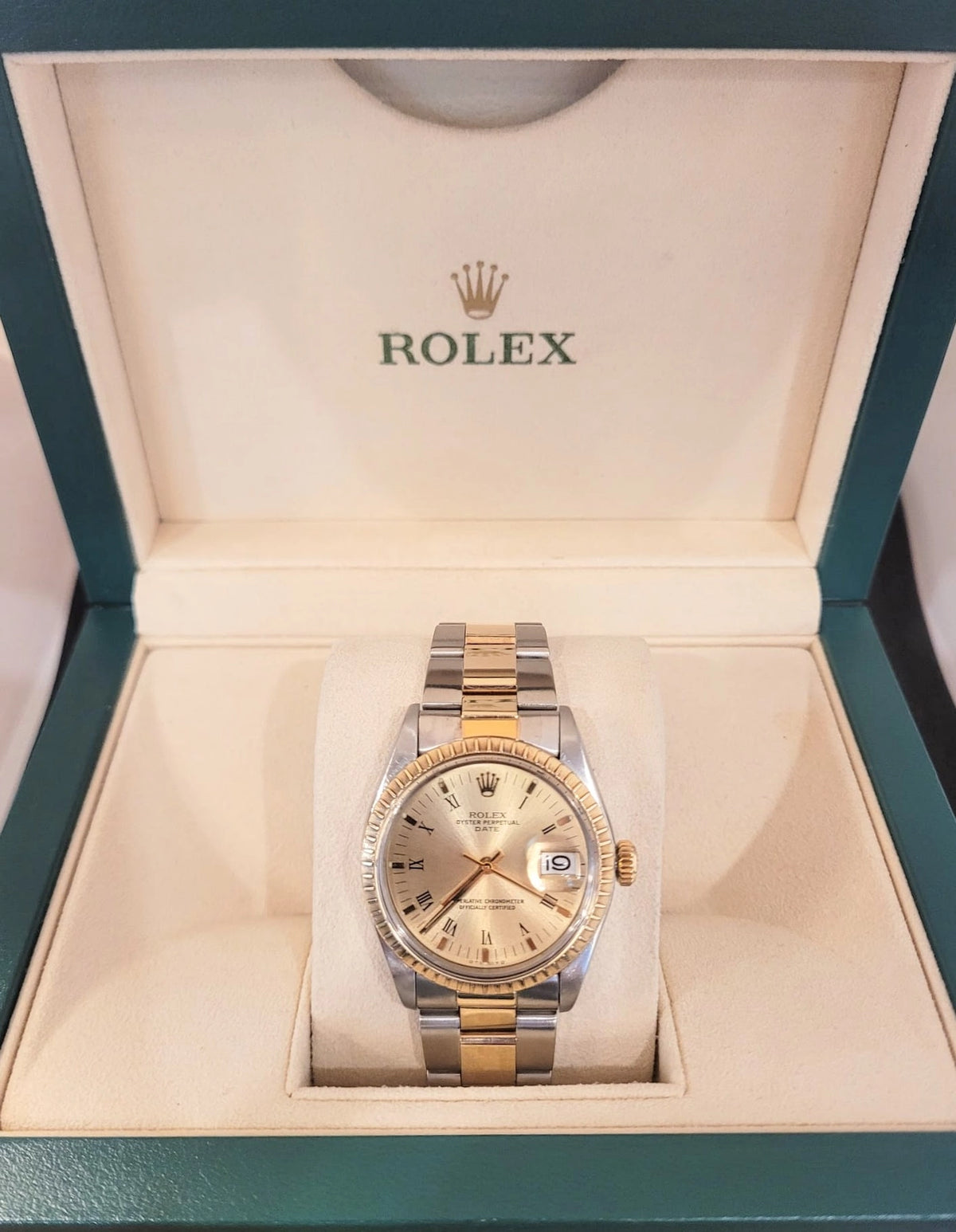 1974 Rolex Date 1505 Champagne Roman Sigma Dial TT Oyster No Papers 34mm