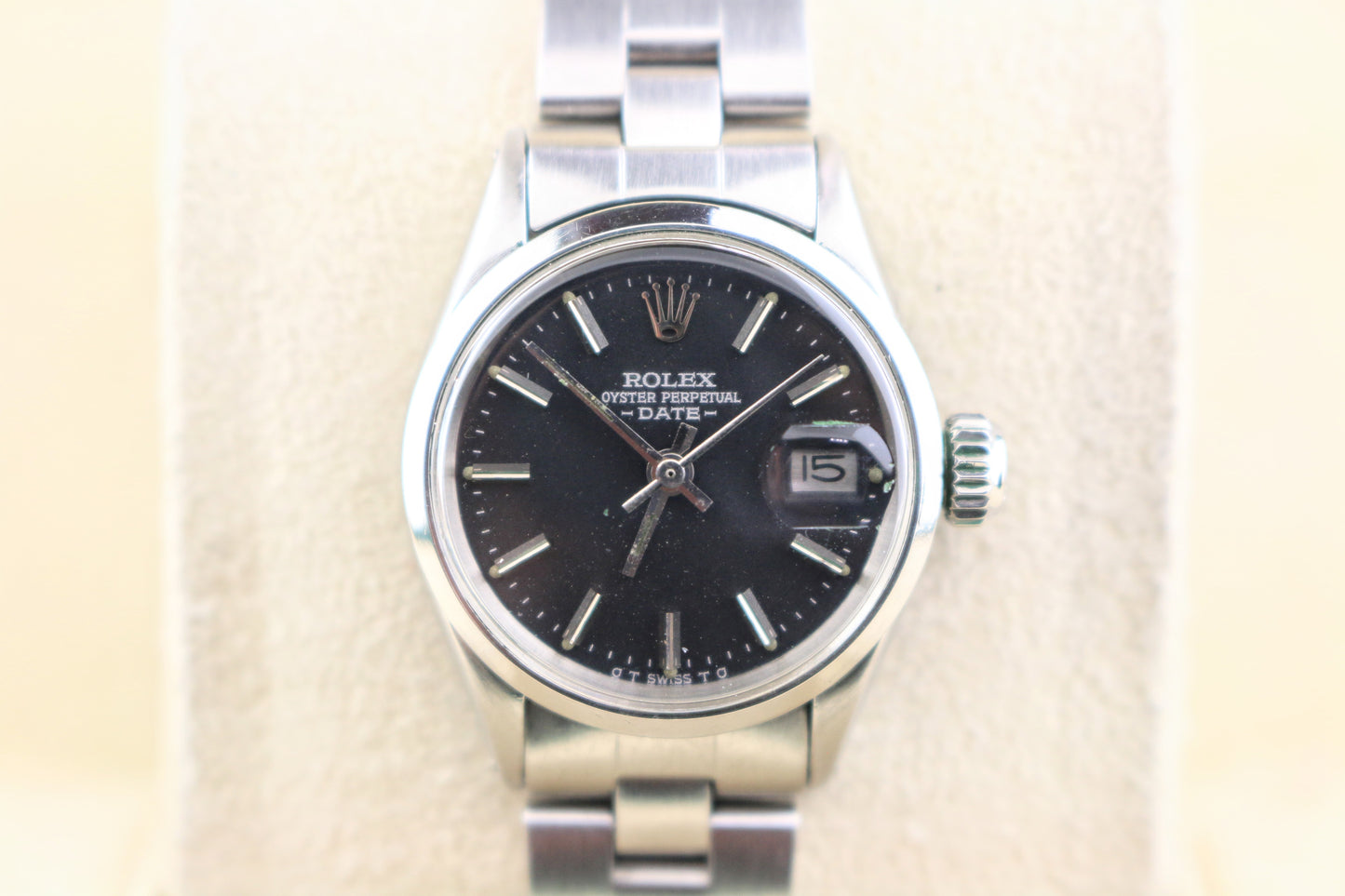Rolex Ladies Date 6516 Black Dial SS Oyster No Papers 26mm