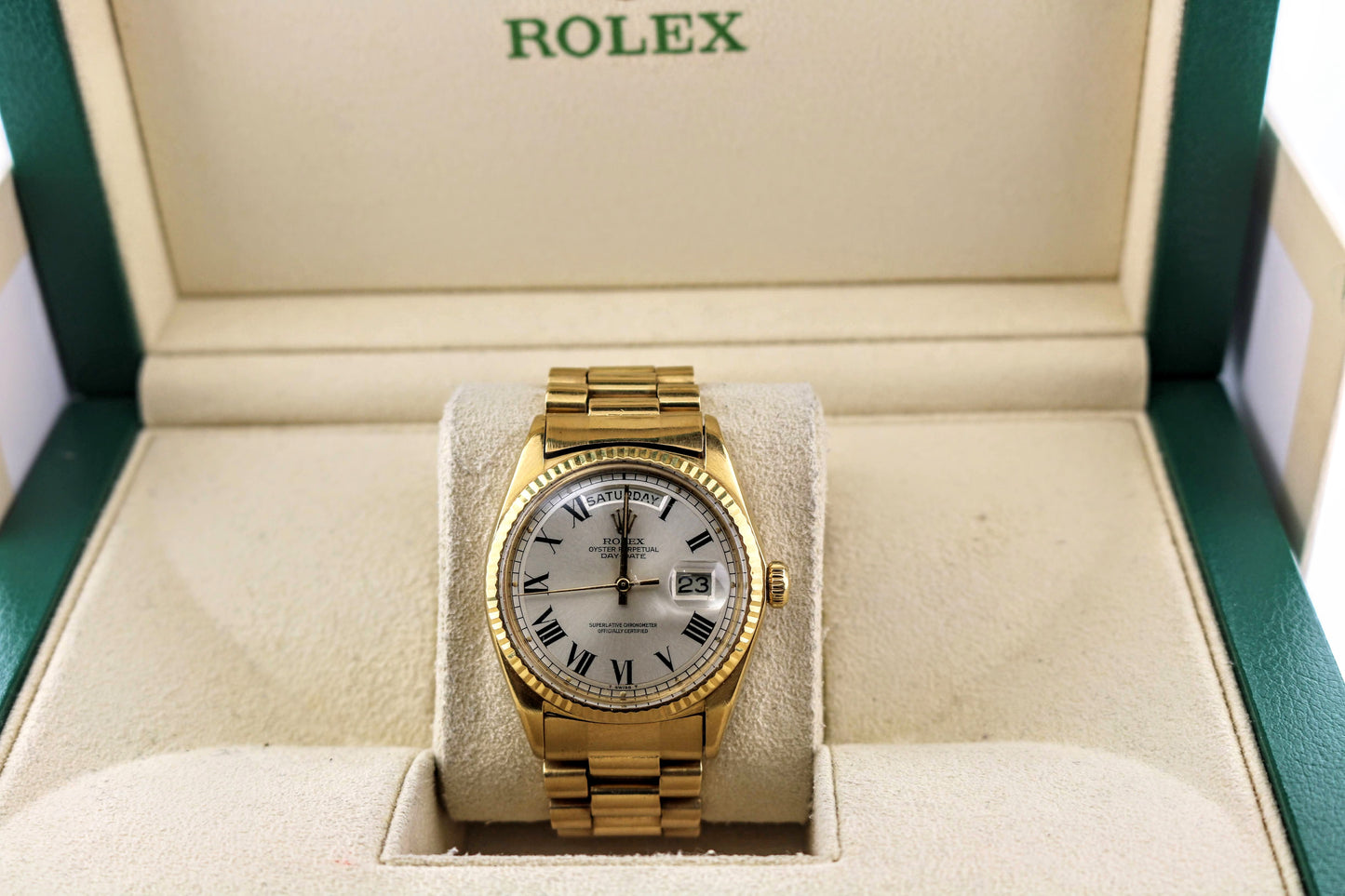 1970 Rolex DayDate 1803 Silver Buckley Dial Black Roman Numeral No Papers 36mm