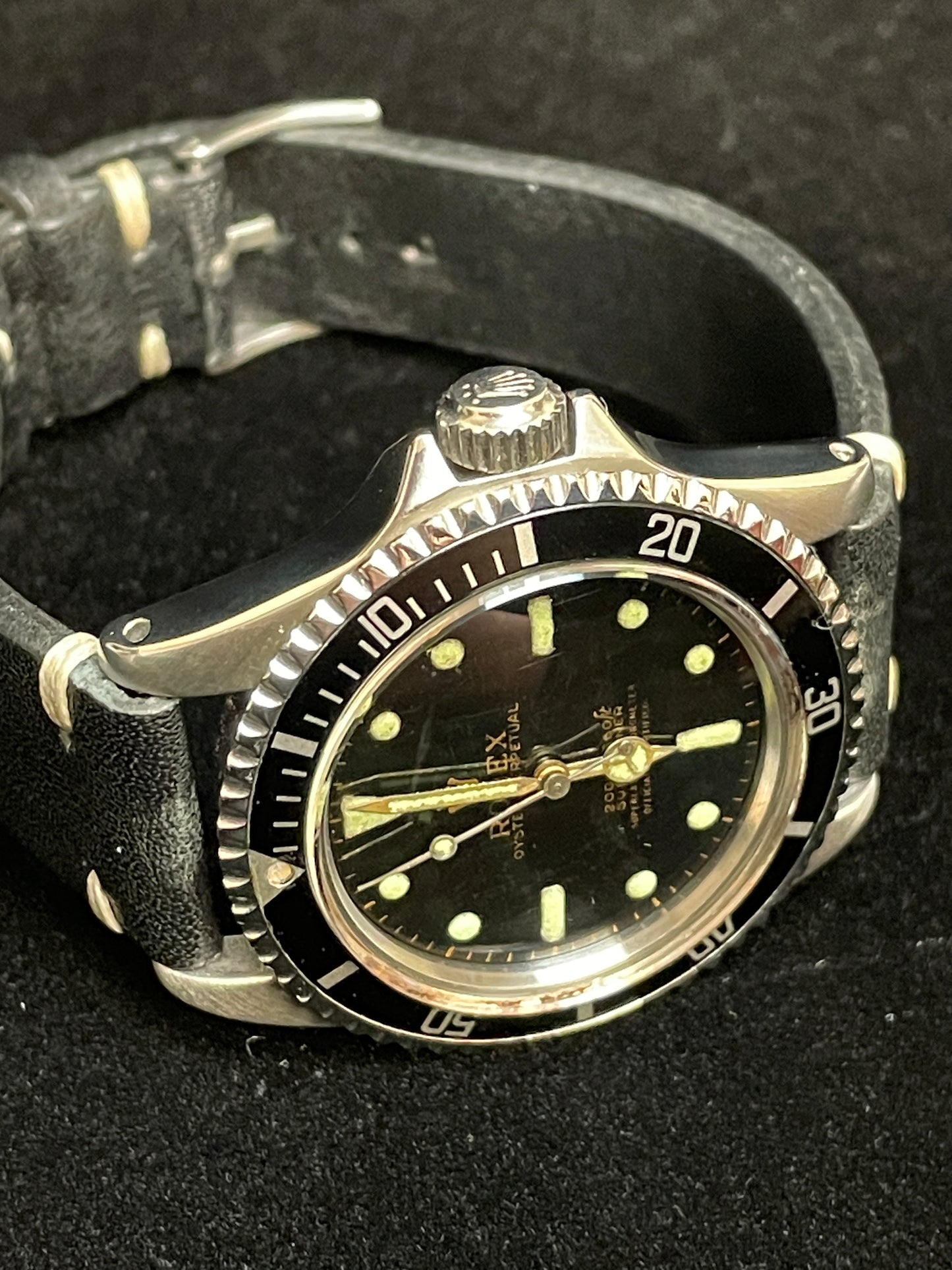 1964 Rolex Submariner 5512 Black Relumed Dial Leather Strap No Papers 40mm
