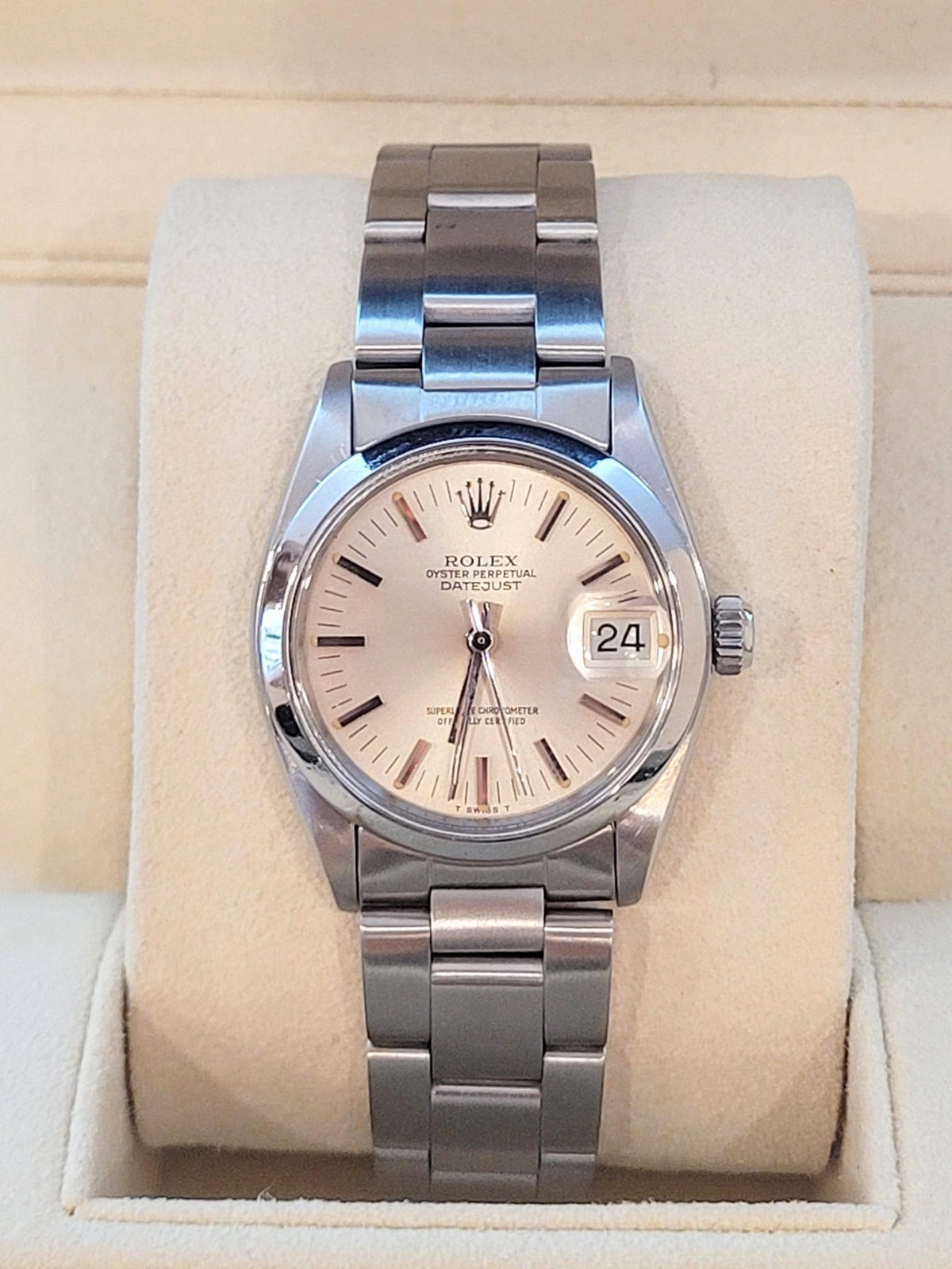1979 Rolex Midsize Datejust 6824 Silver Stick Dial SS Oyster No Papers 31mm