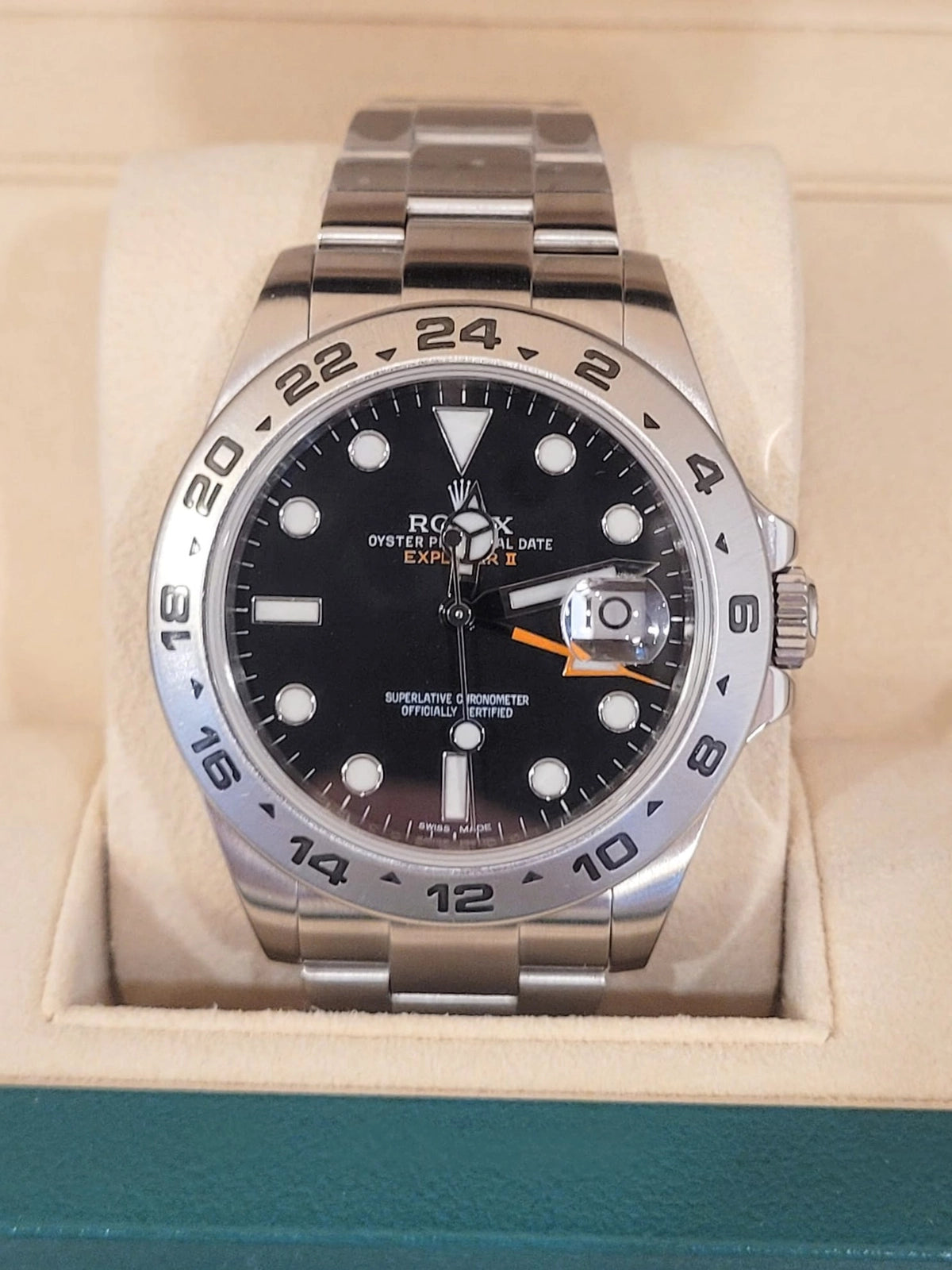 2014 Rolex Explorer II 216570 Black Dial SS Oyster With Papers 42mm