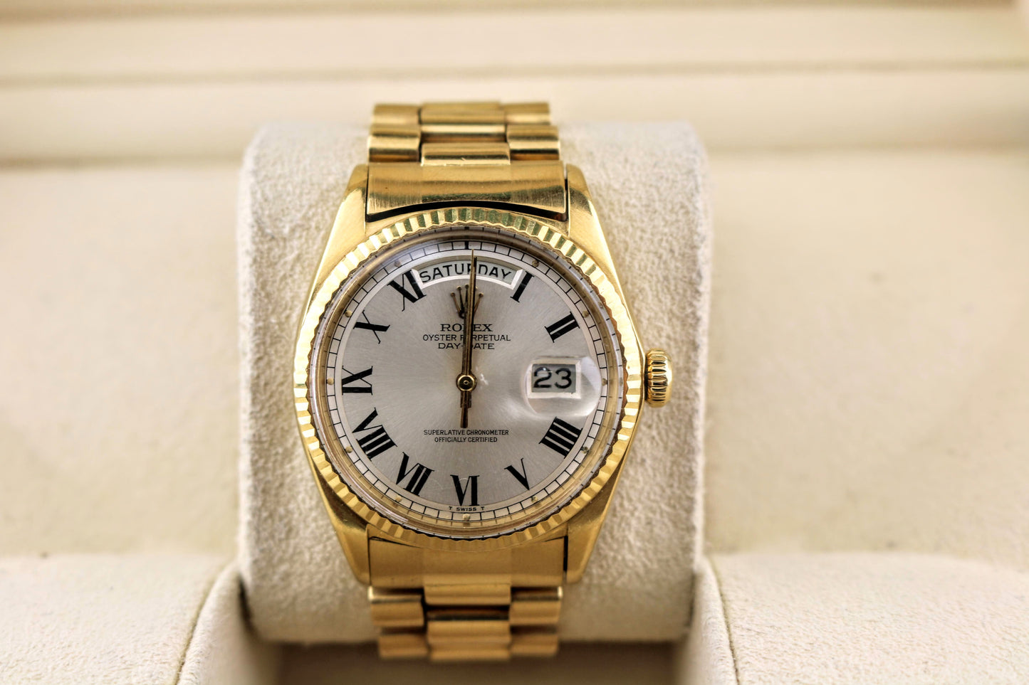 1970 Rolex DayDate 1803 Silver Buckley Dial Black Roman Numeral No Papers 36mm